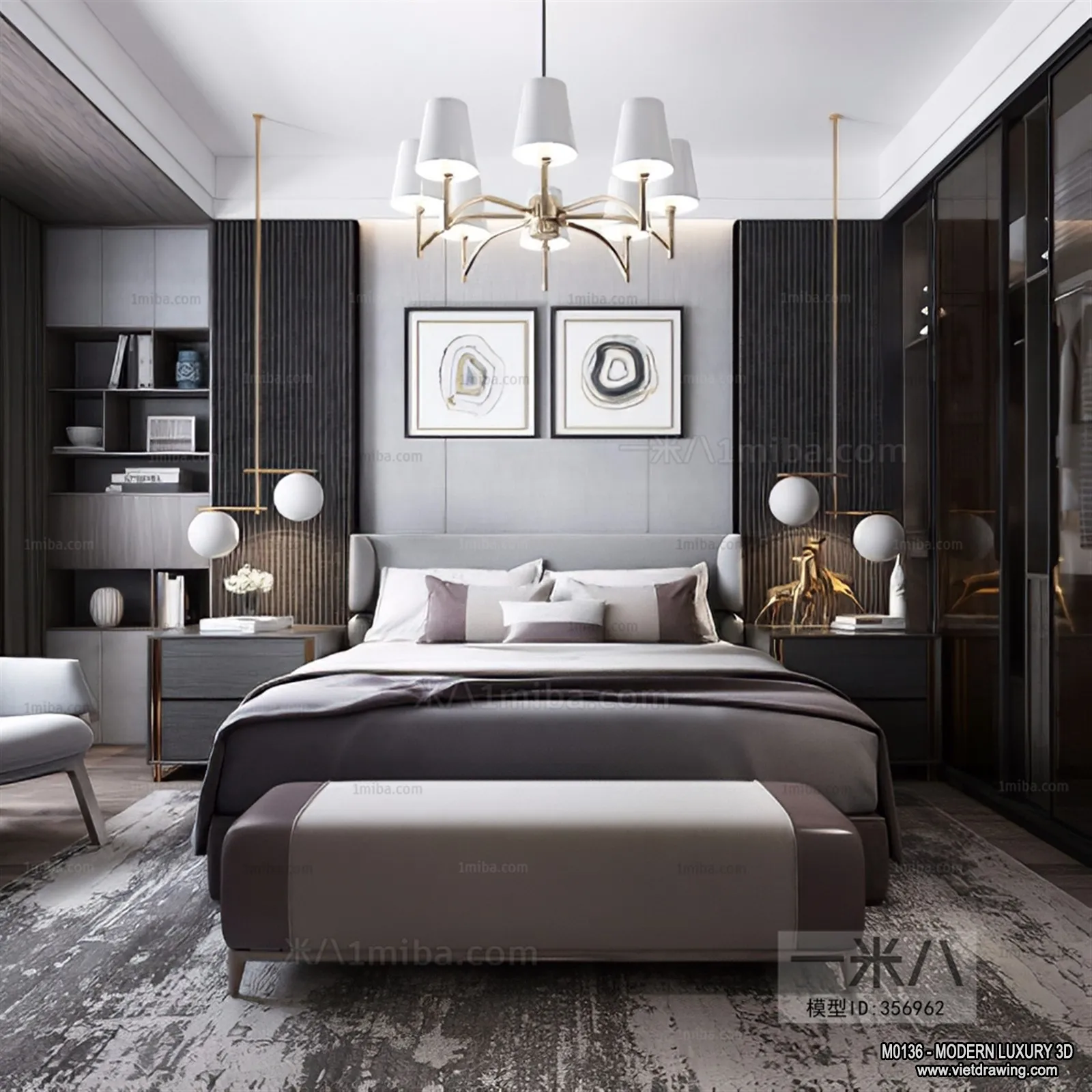 Bedroom - 3D Interior Scene - Luxury Style - 085