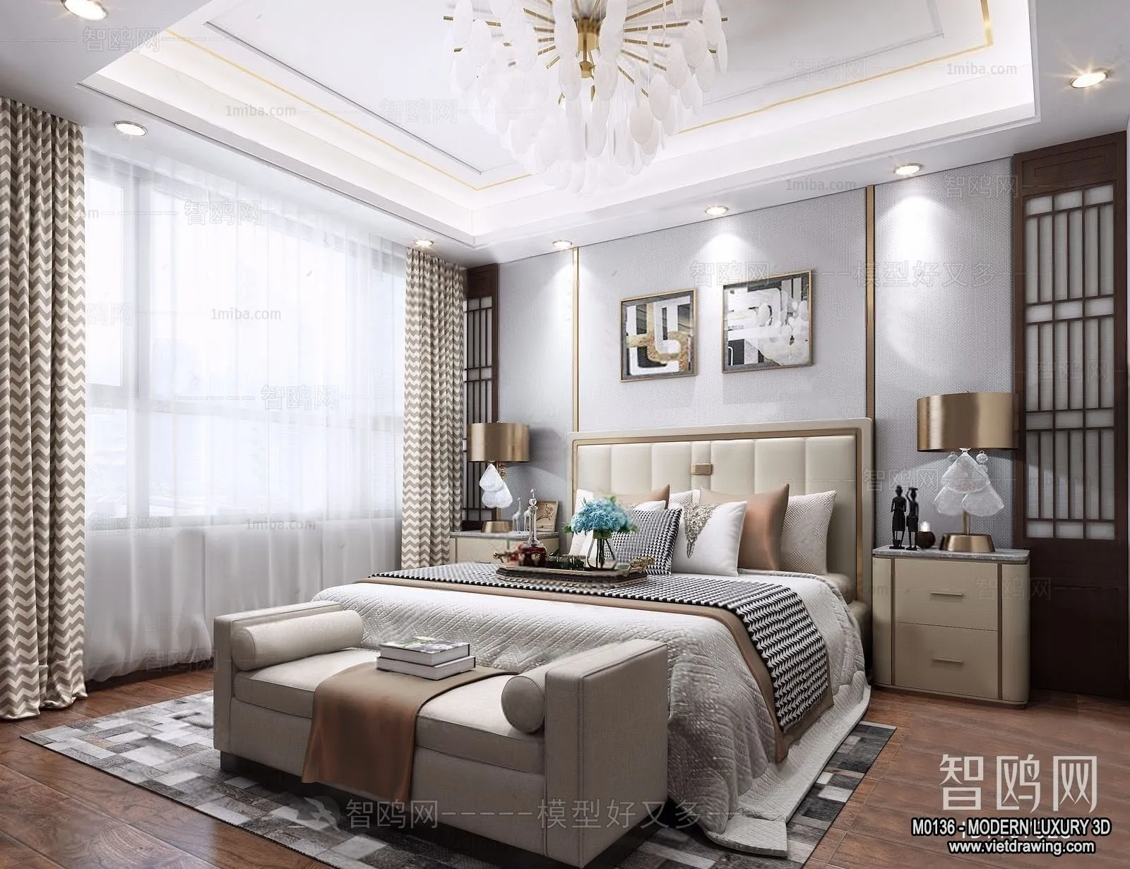 Bedroom - 3D Interior Scene - Luxury Style - 086