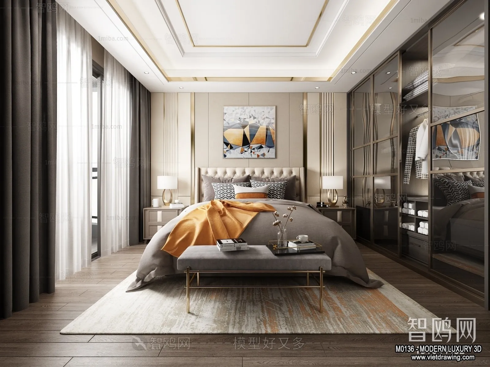Bedroom - 3D Interior Scene - Luxury Style - 087