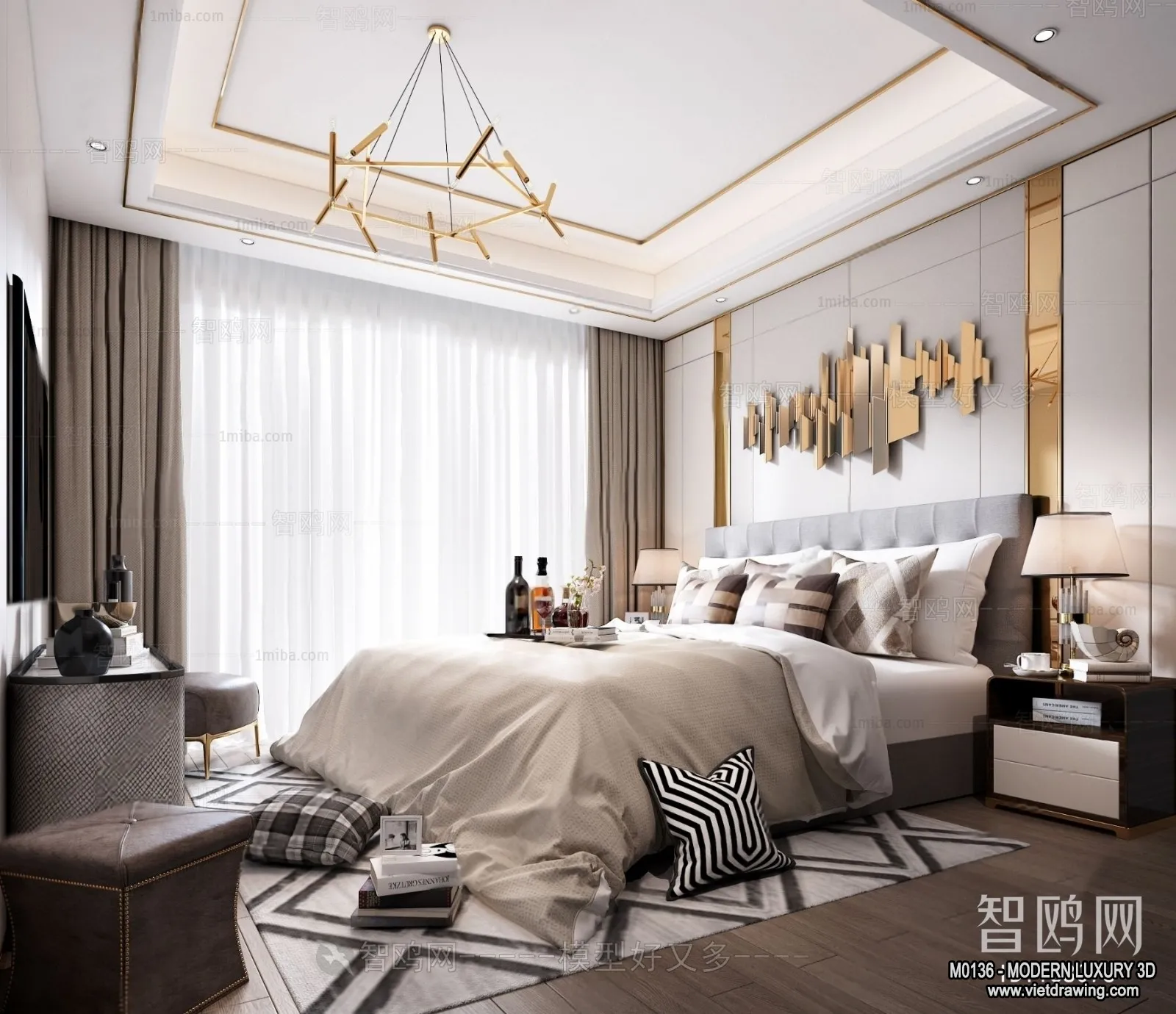 Bedroom - 3D Interior Scene - Luxury Style - 088