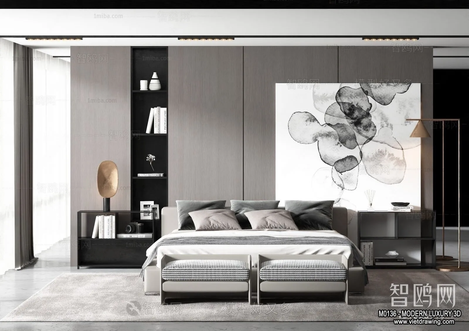 Bedroom - 3D Interior Scene - Luxury Style - 090