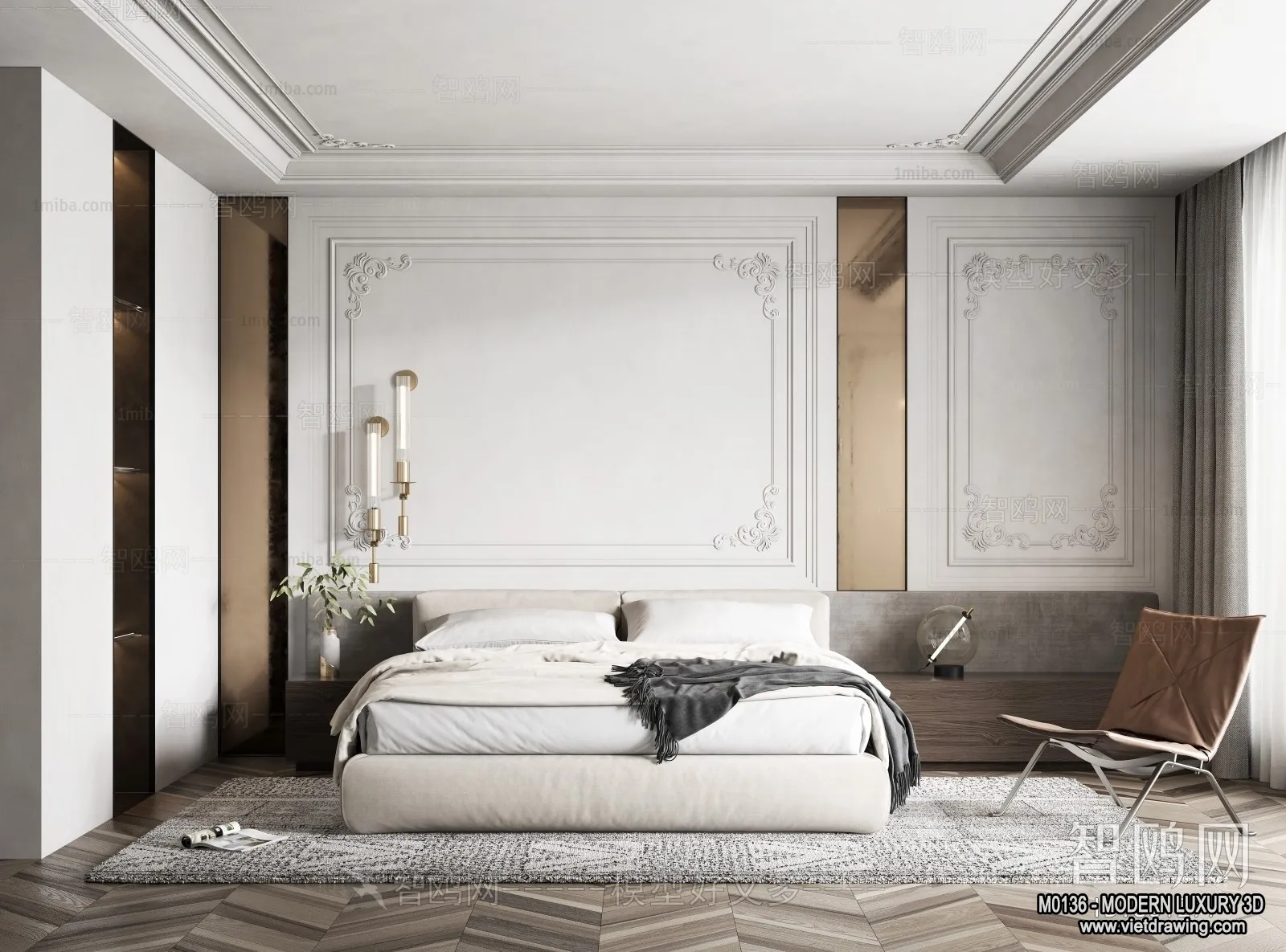 Bedroom - 3D Interior Scene - Luxury Style - 094