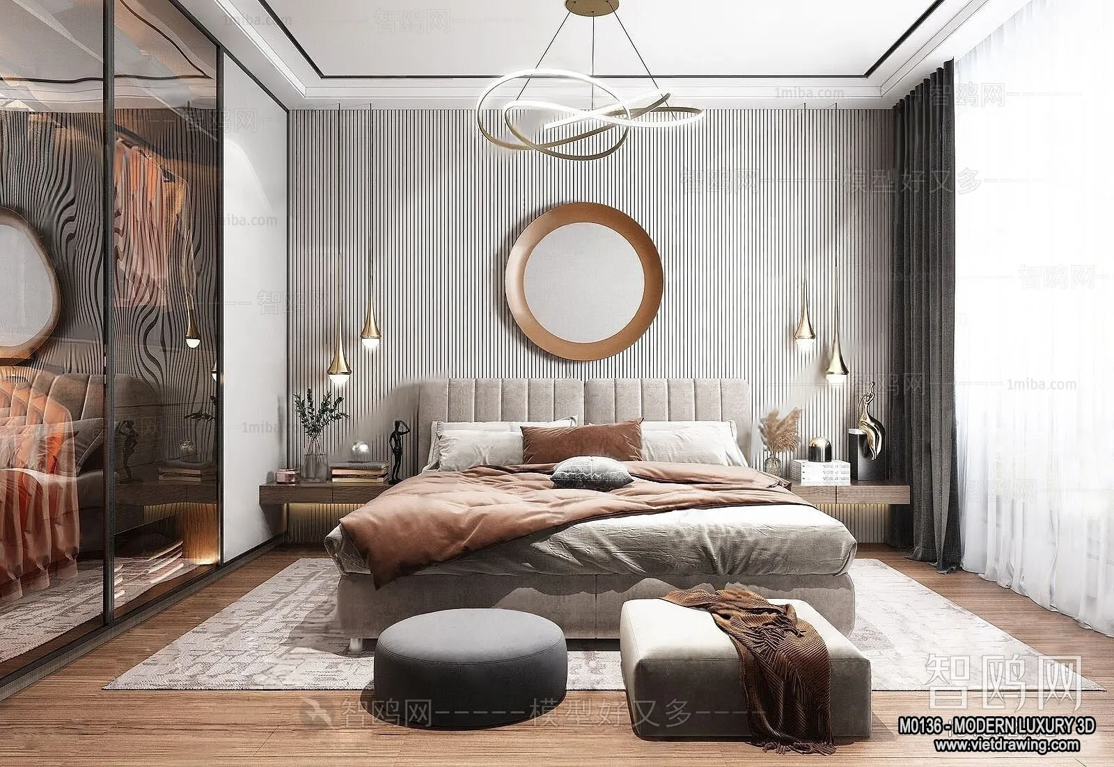 Bedroom - 3D Interior Scene - Luxury Style - 096