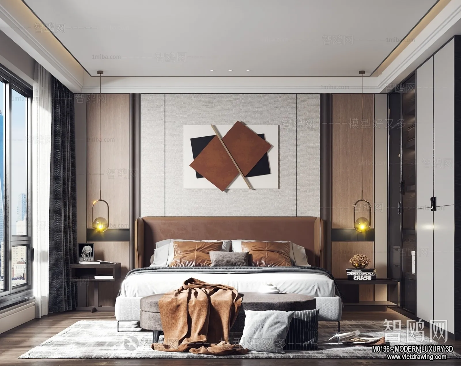 Bedroom - 3D Interior Scene - Luxury Style - 098