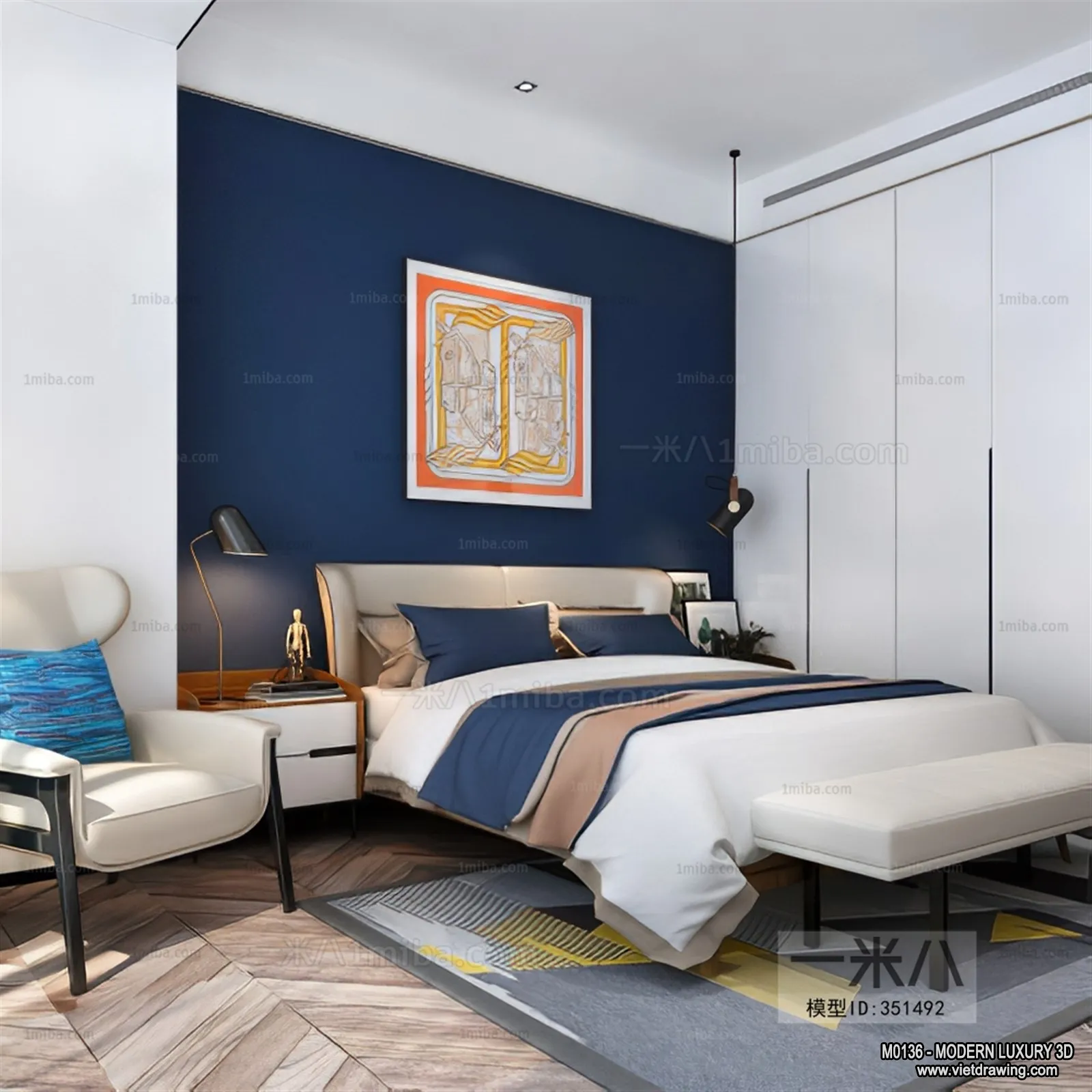 Bedroom - 3D Interior Scene - Luxury Style - 107