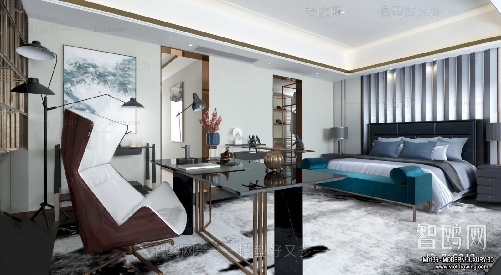 Bedroom - 3D Interior Scene - Luxury Style - 113