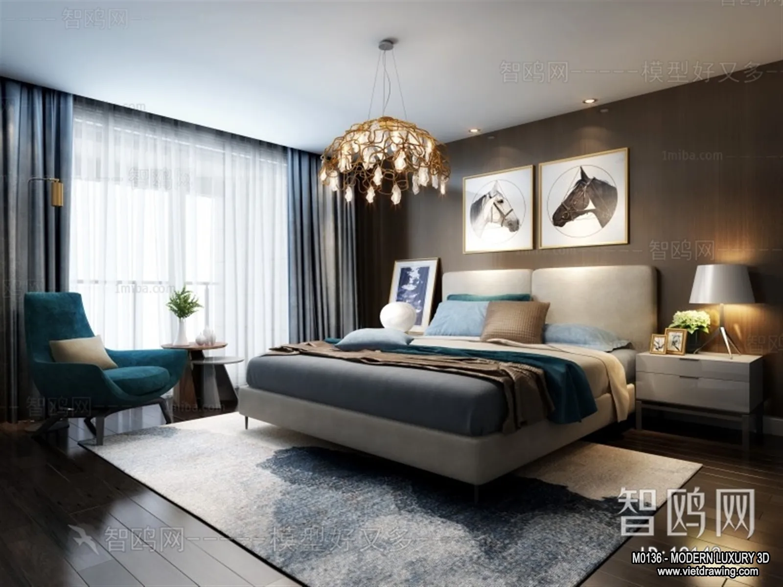 Bedroom - 3D Interior Scene - Luxury Style - 120
