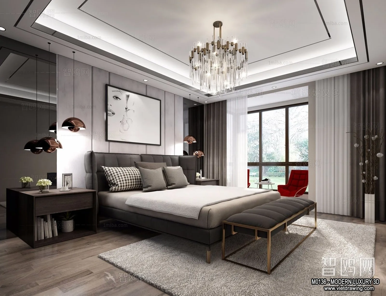 Bedroom - 3D Interior Scene - Luxury Style - 122