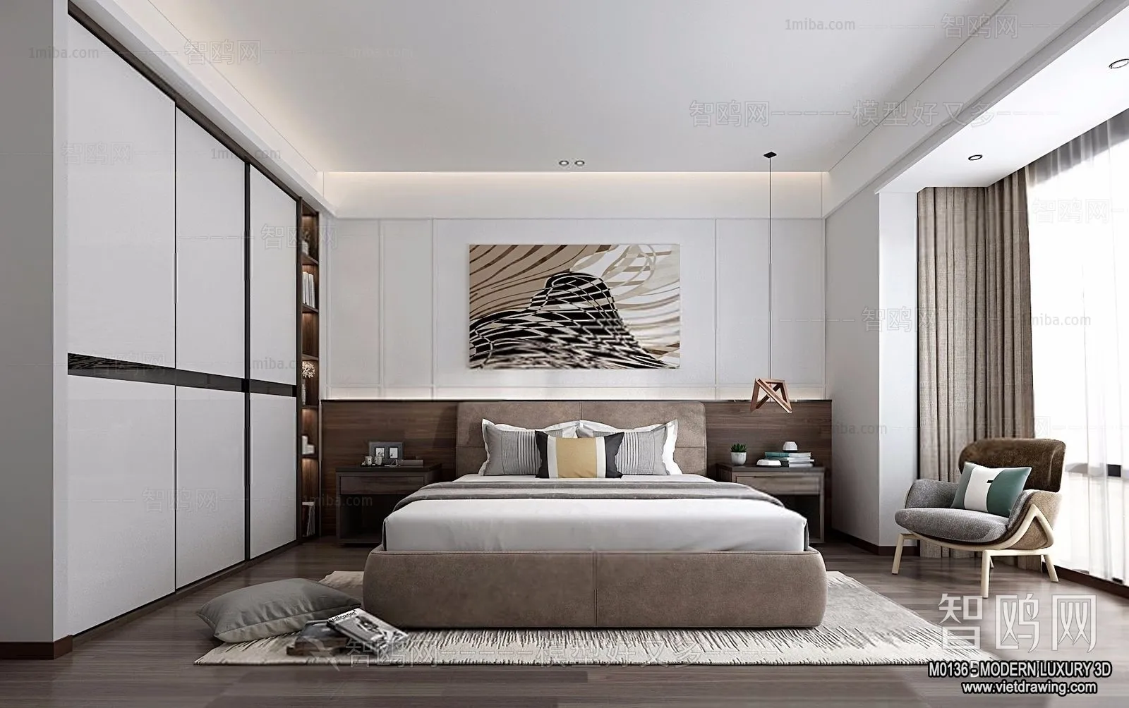 Bedroom - 3D Interior Scene - Luxury Style - 124