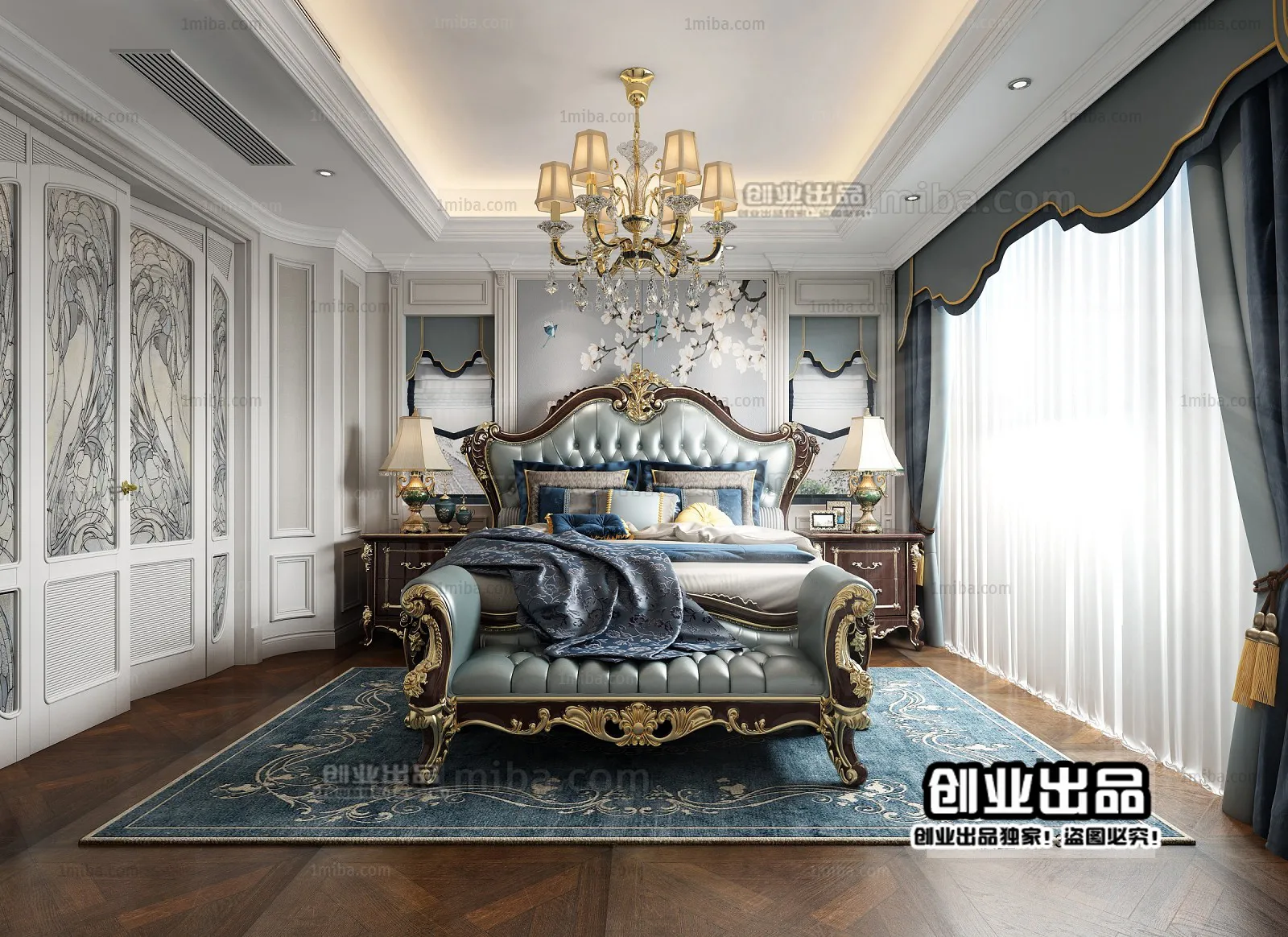 Bedroom 3D Interior Scene Model - European Style - 004