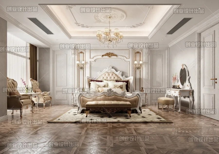Bedroom 3D Interior Scene Model - European Style - 019