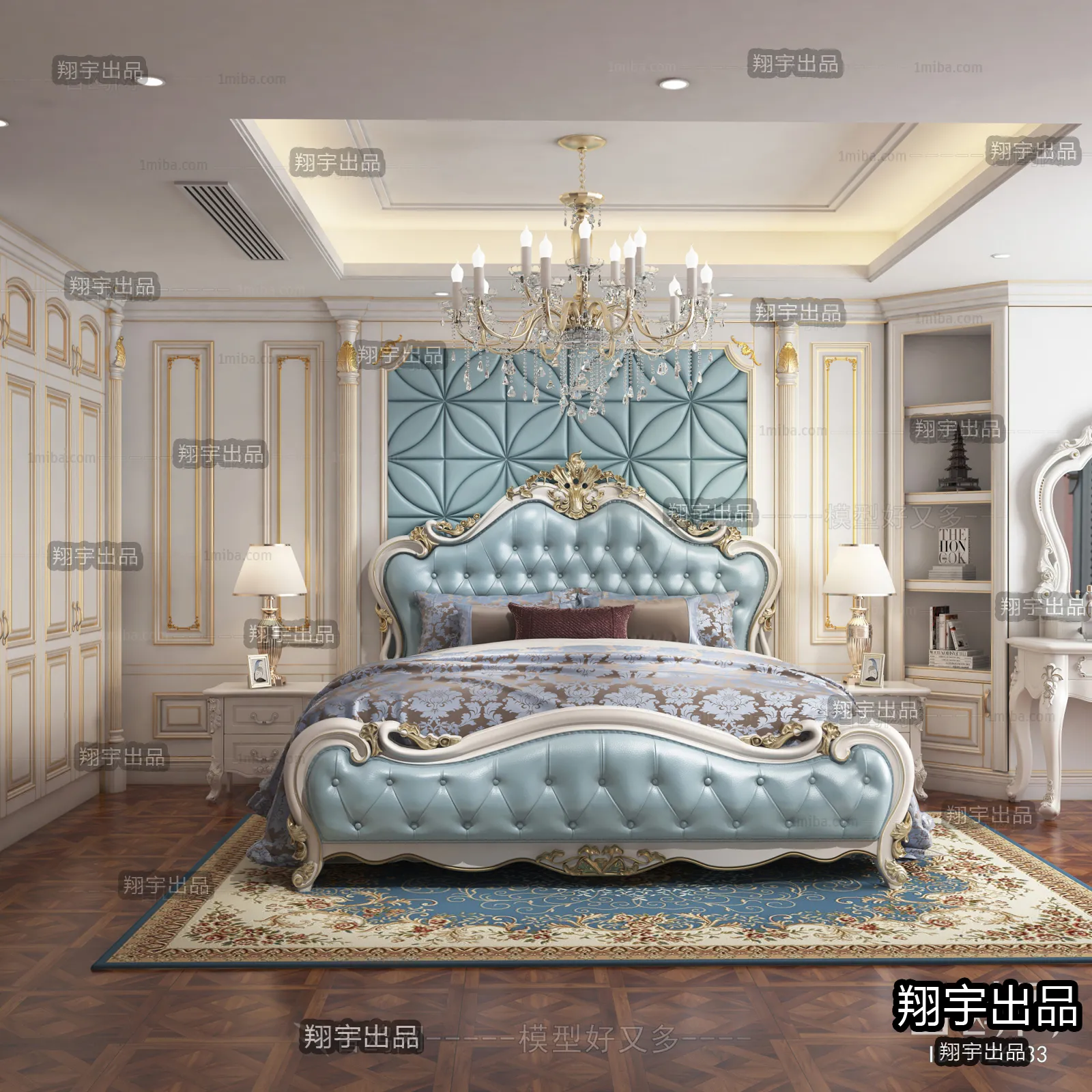Bedroom 3D Interior Scene Model - European Style - 024