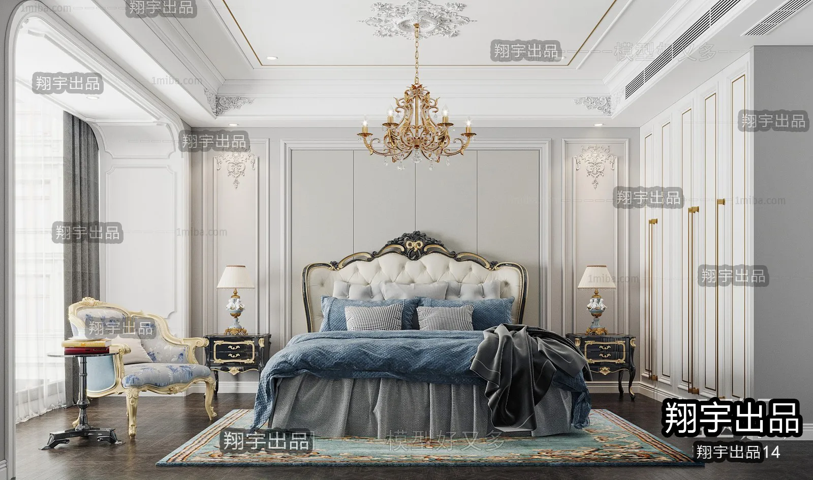 Bedroom 3D Interior Scene Model - European Style - 030