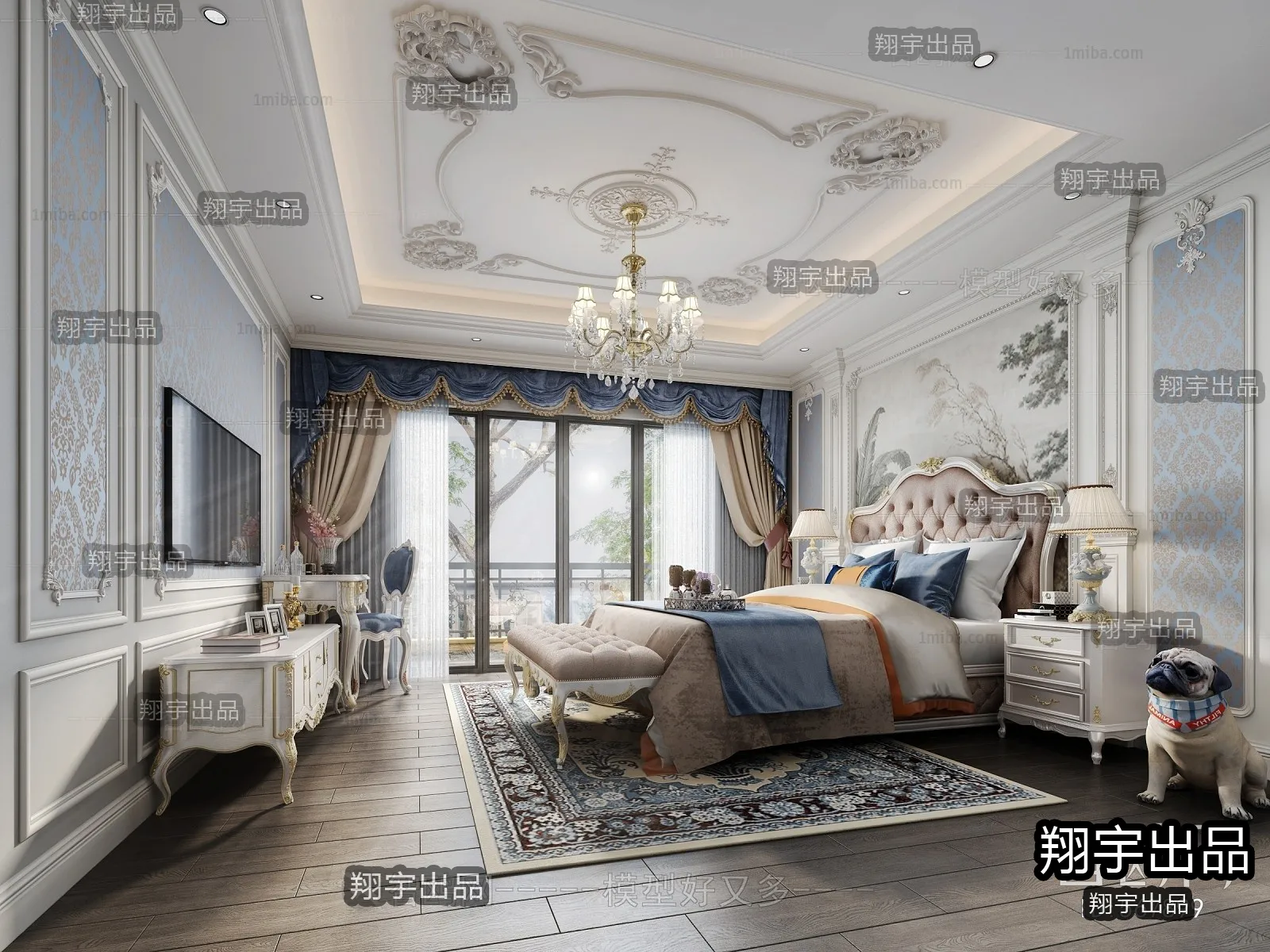 Bedroom 3D Interior Scene Model - European Style - 031
