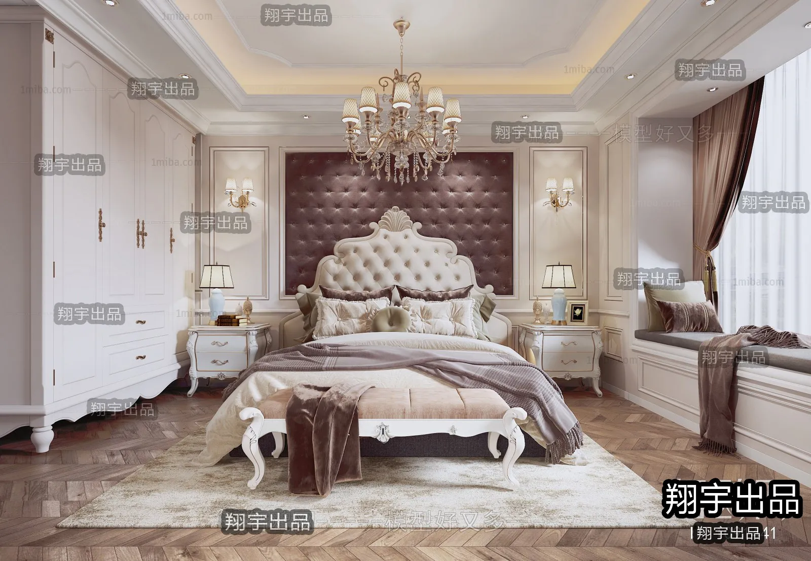 Bedroom 3D Interior Scene Model - European Style - 032