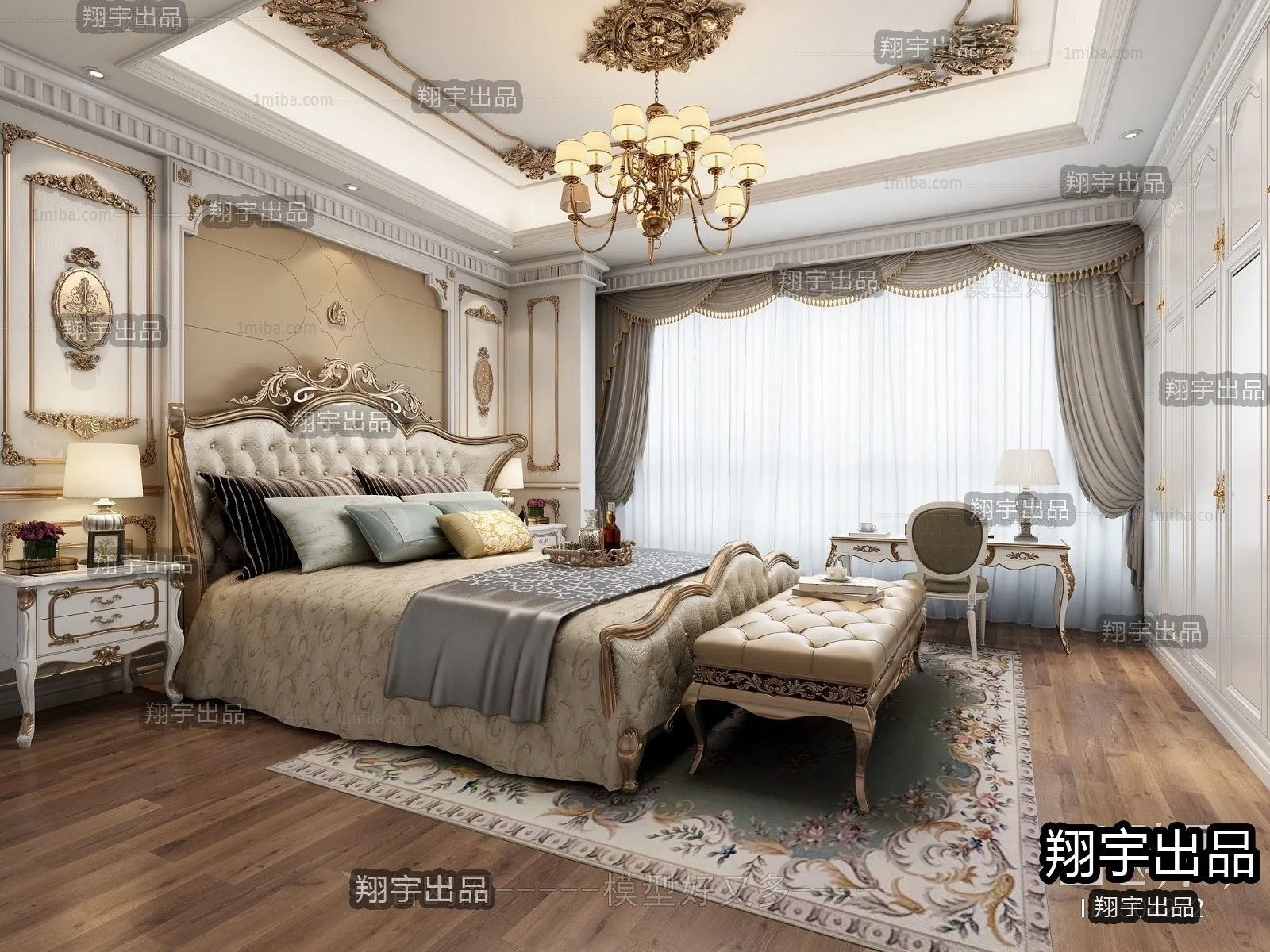 Bedroom 3D Interior Scene Model - European Style - 038