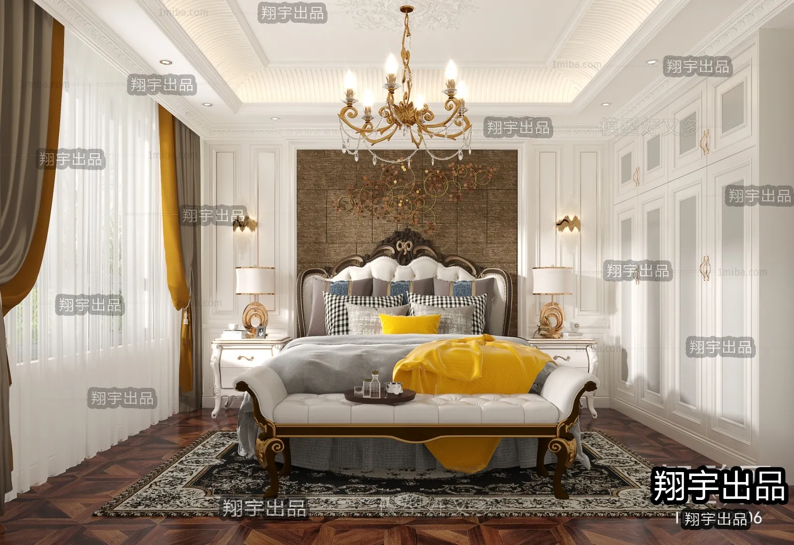 Bedroom 3D Interior Scene Model - European Style - 039