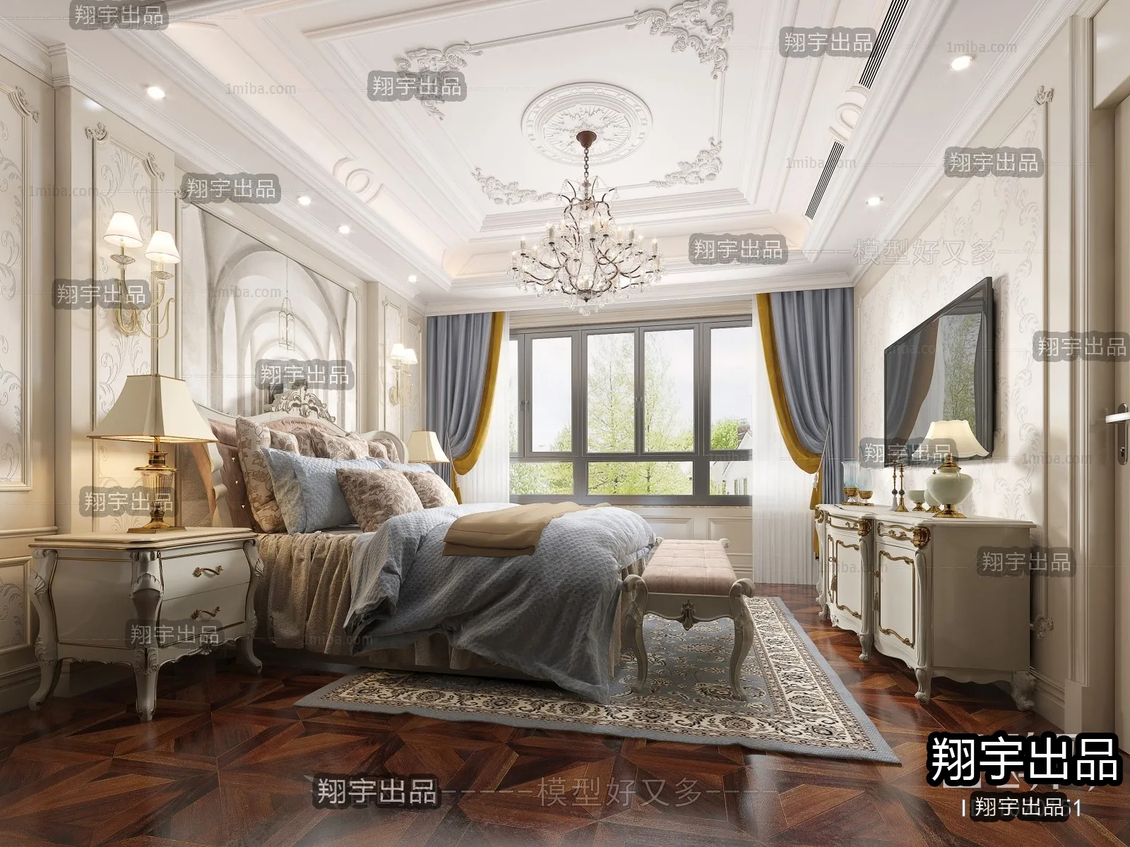 Bedroom 3D Interior Scene Model - European Style - 040