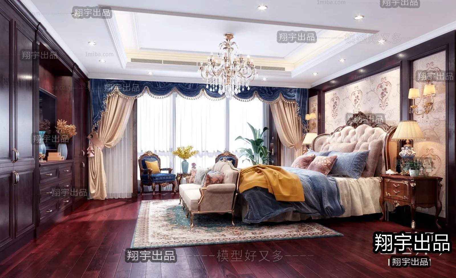 Bedroom 3D Interior Scene Model - European Style - 041