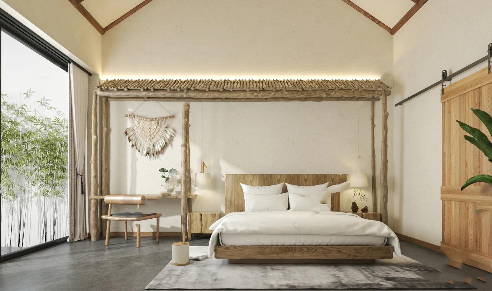 Bedroom 3D Interior Scene Model - Wabi Sabi Style - 002