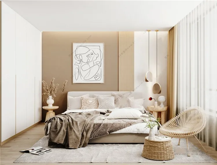 Bedroom 3D Interior Scene Model - Wabi Sabi Style - 004