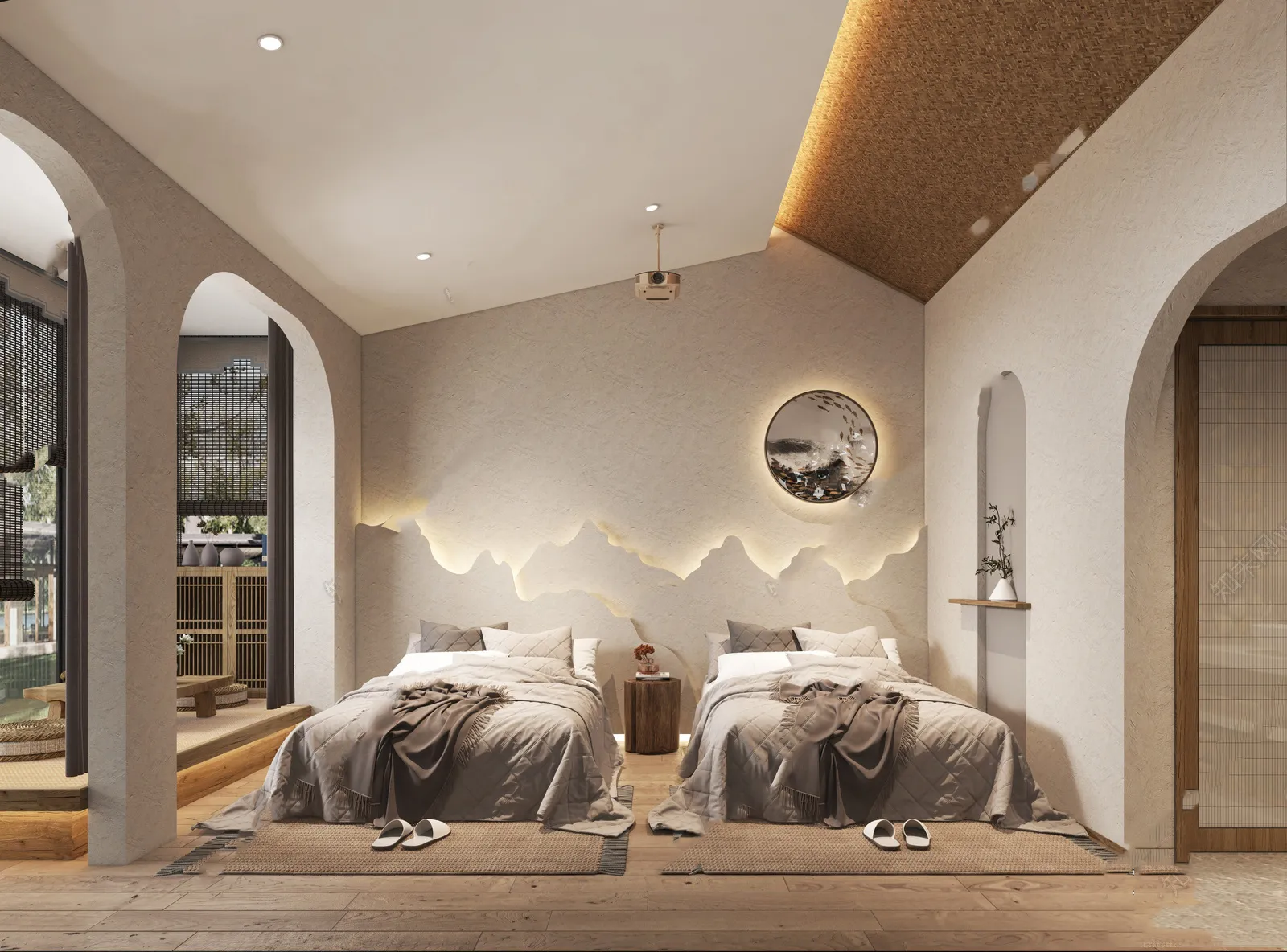 Bedroom 3D Interior Scene Model - Wabi Sabi Style - 006