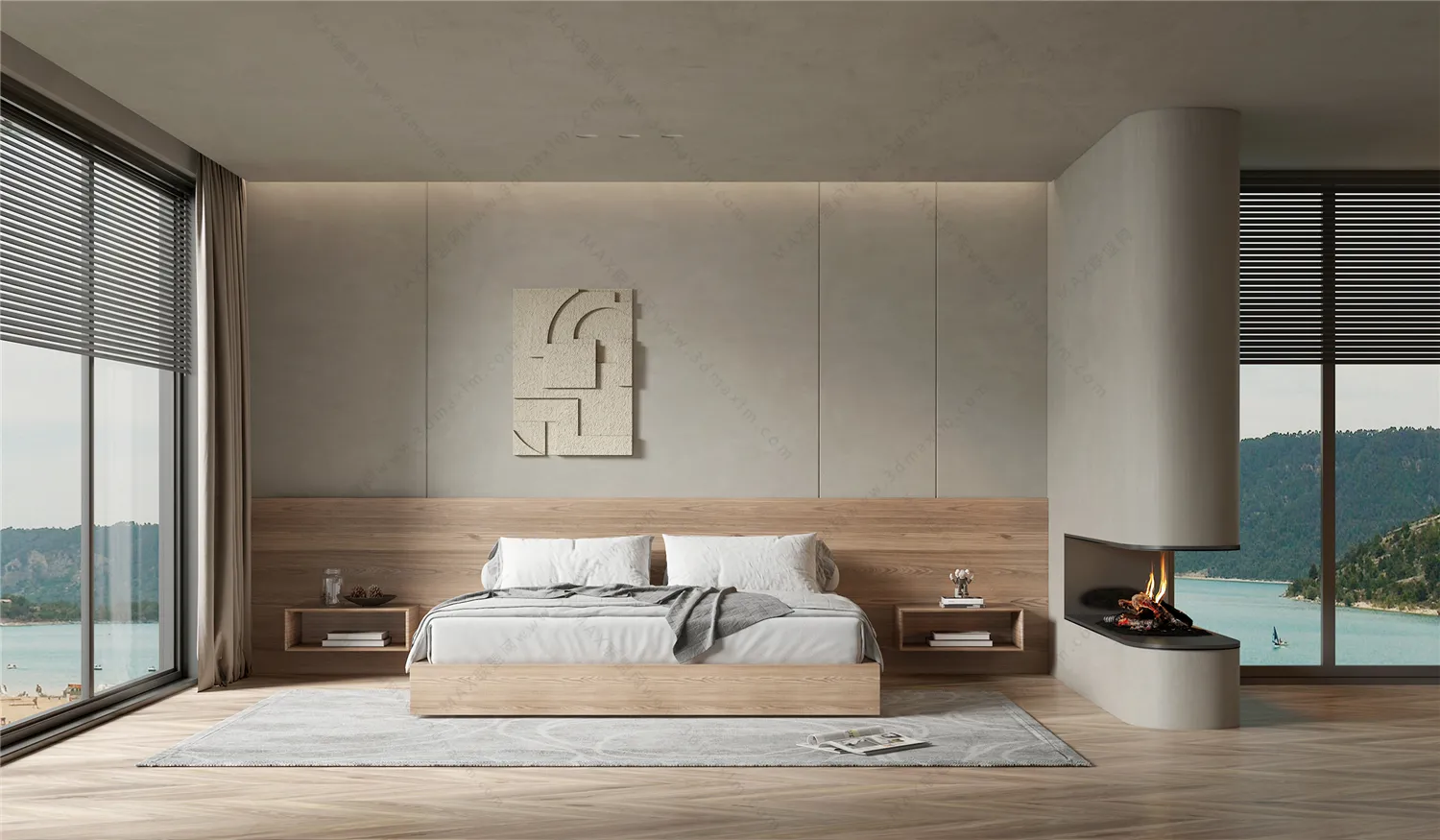 Bedroom 3D Interior Scene Model - Wabi Sabi Style - 016