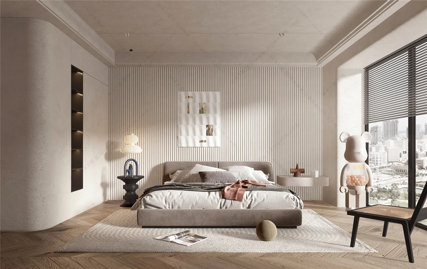 Bedroom 3D Interior Scene Model - Wabi Sabi Style - 017