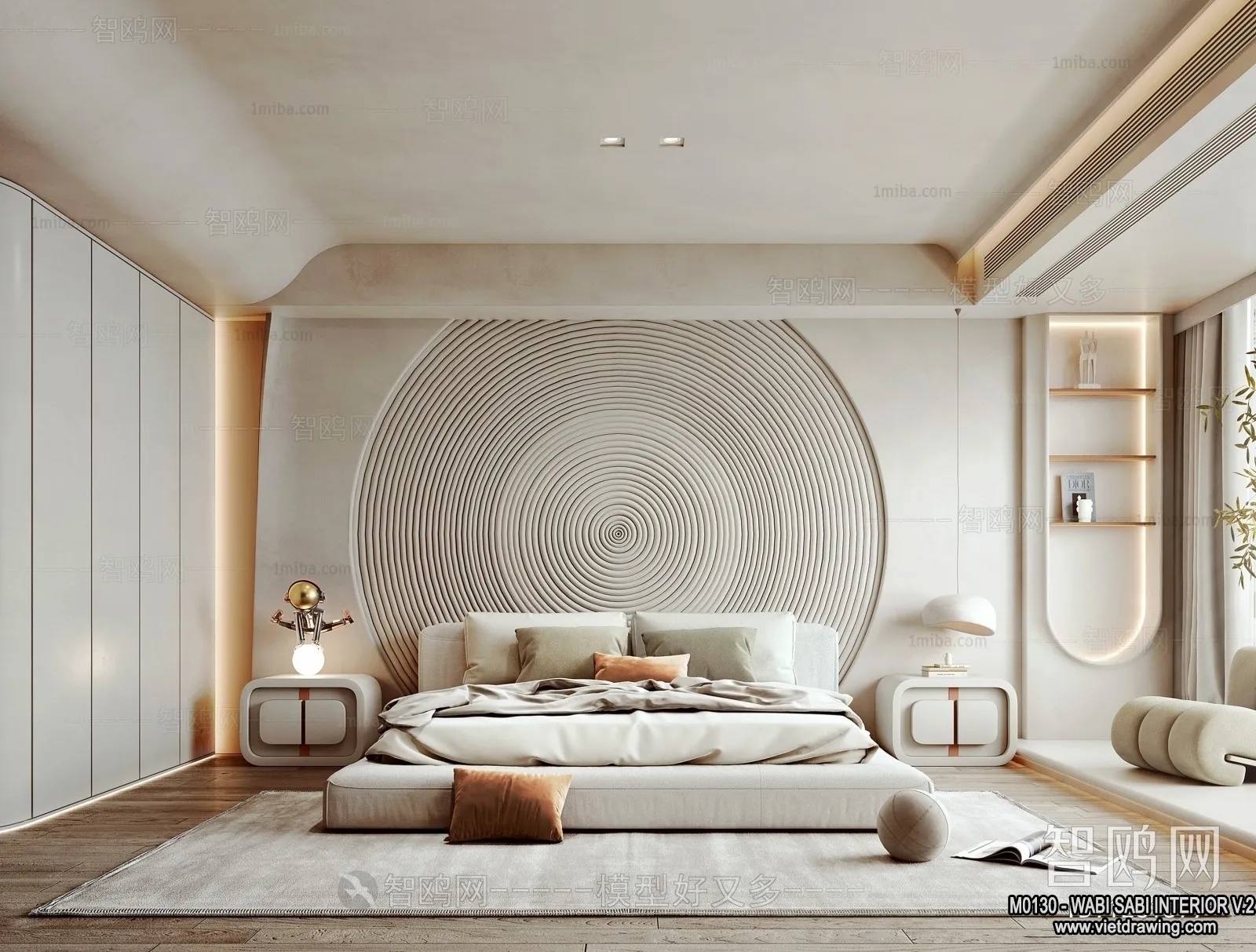 Bedroom 3D Interior Scene Model - Wabi Sabi Style - 028