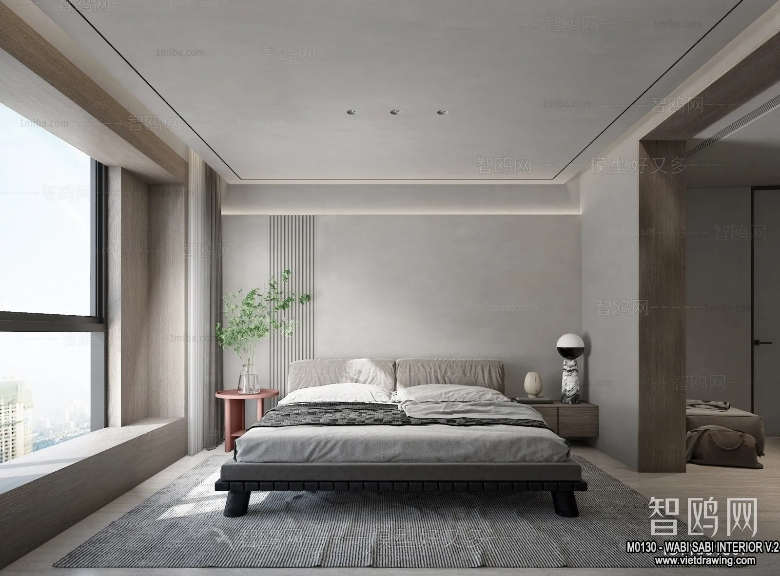 Bedroom 3D Interior Scene Model - Wabi Sabi Style - 030