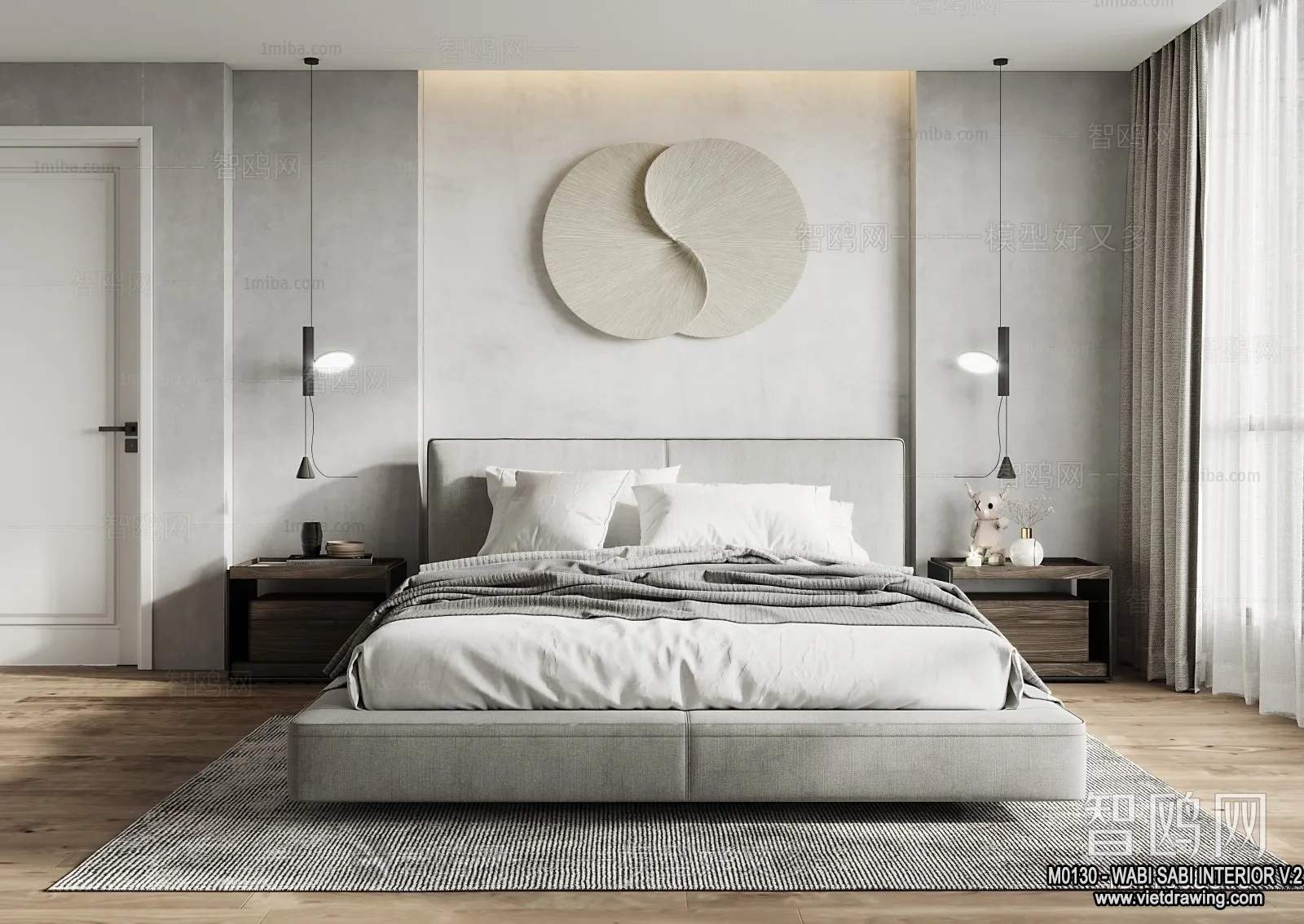 Bedroom 3D Interior Scene Model - Wabi Sabi Style - 031