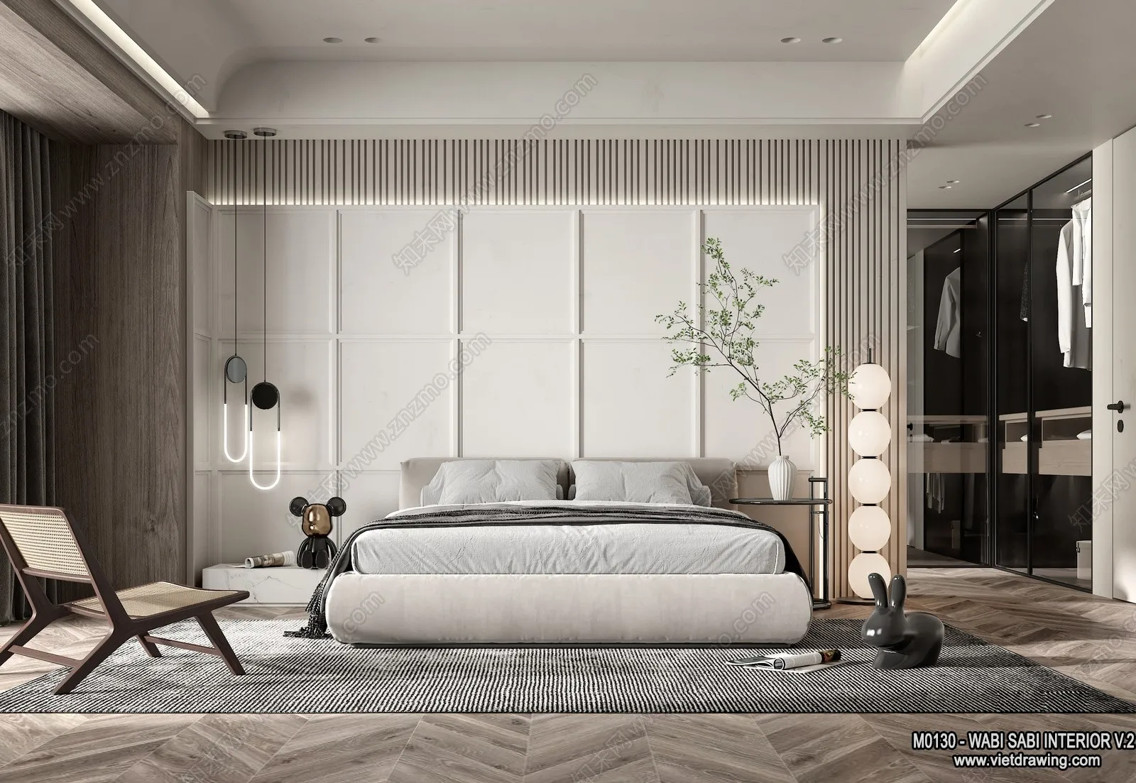 Bedroom 3D Interior Scene Model - Wabi Sabi Style - 033