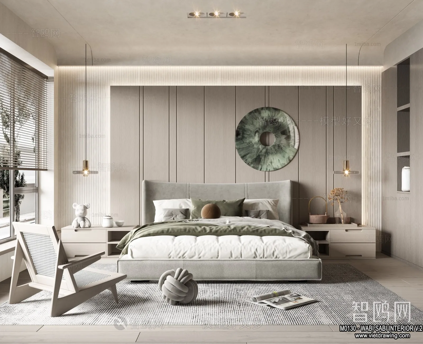 Bedroom 3D Interior Scene Model - Wabi Sabi Style - 035