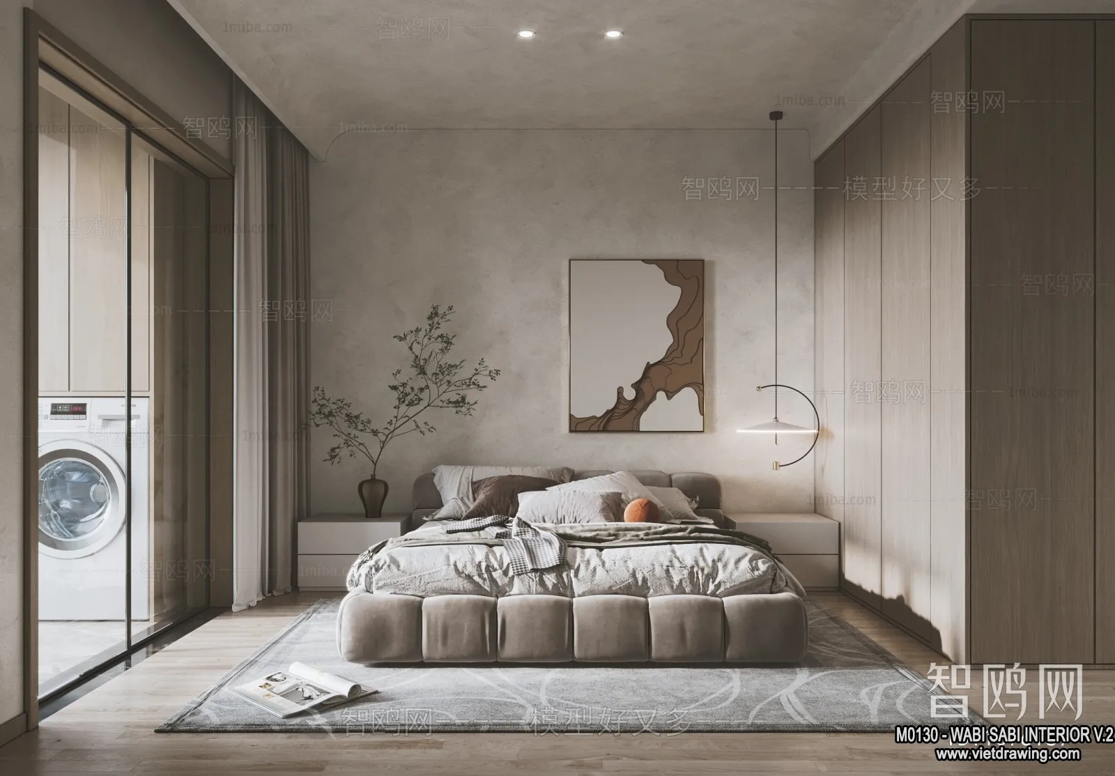 Bedroom 3D Interior Scene Model - Wabi Sabi Style - 039