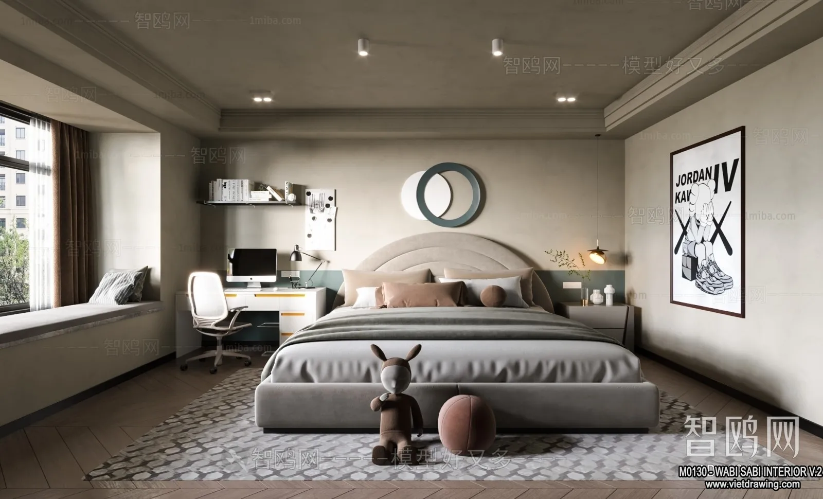Bedroom 3D Interior Scene Model - Wabi Sabi Style - 045