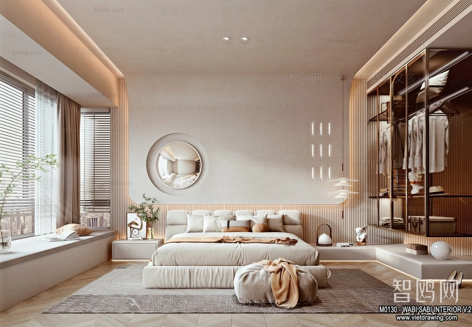 Bedroom 3D Interior Scene Model - Wabi Sabi Style - 051