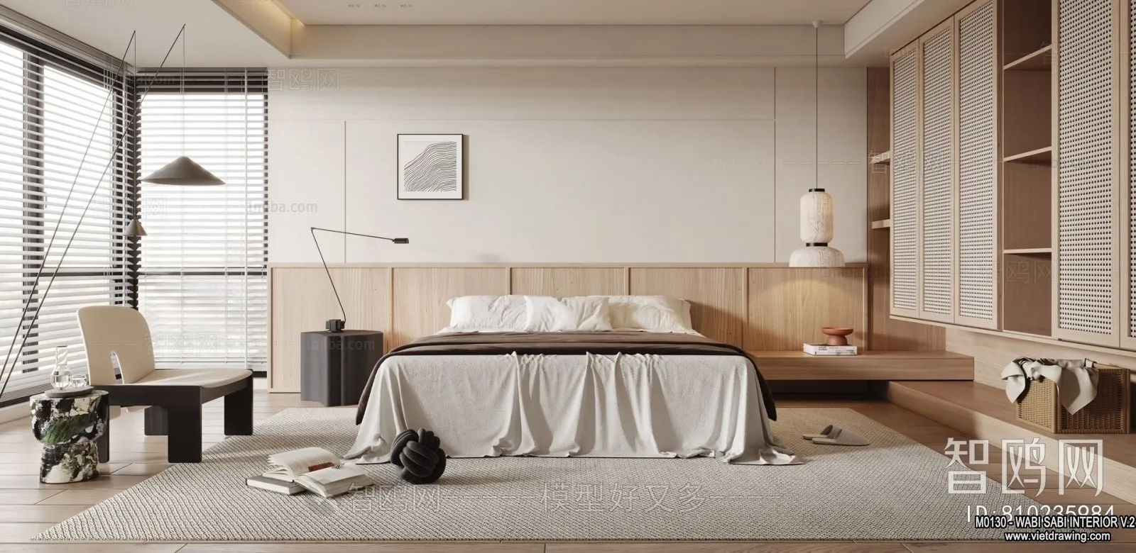 Bedroom 3D Interior Scene Model - Wabi Sabi Style - 061