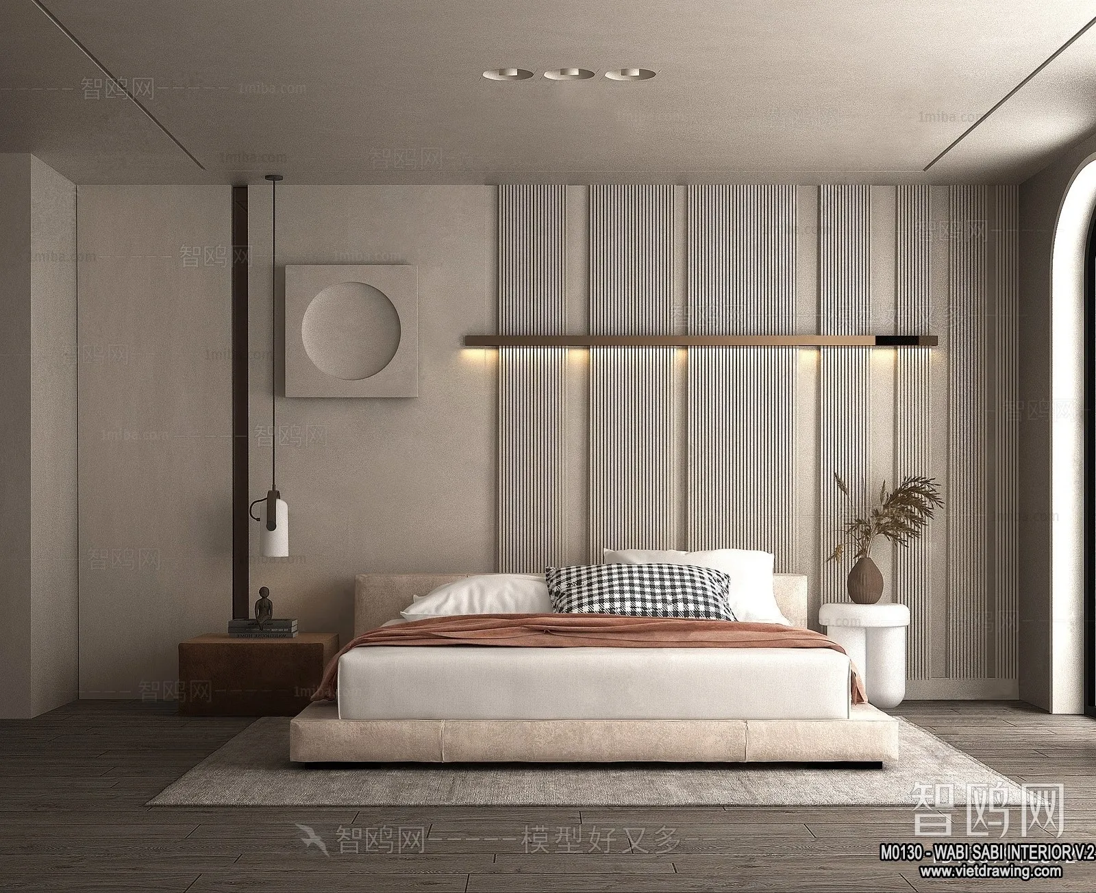 Bedroom 3D Interior Scene Model - Wabi Sabi Style - 064