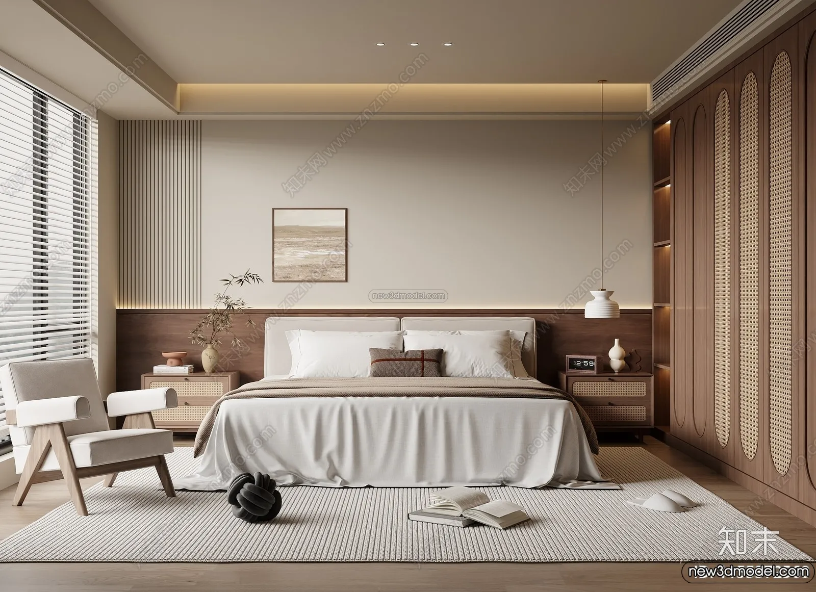 Bedroom 3D Interior Scene Model - Wabi Sabi Style - 071