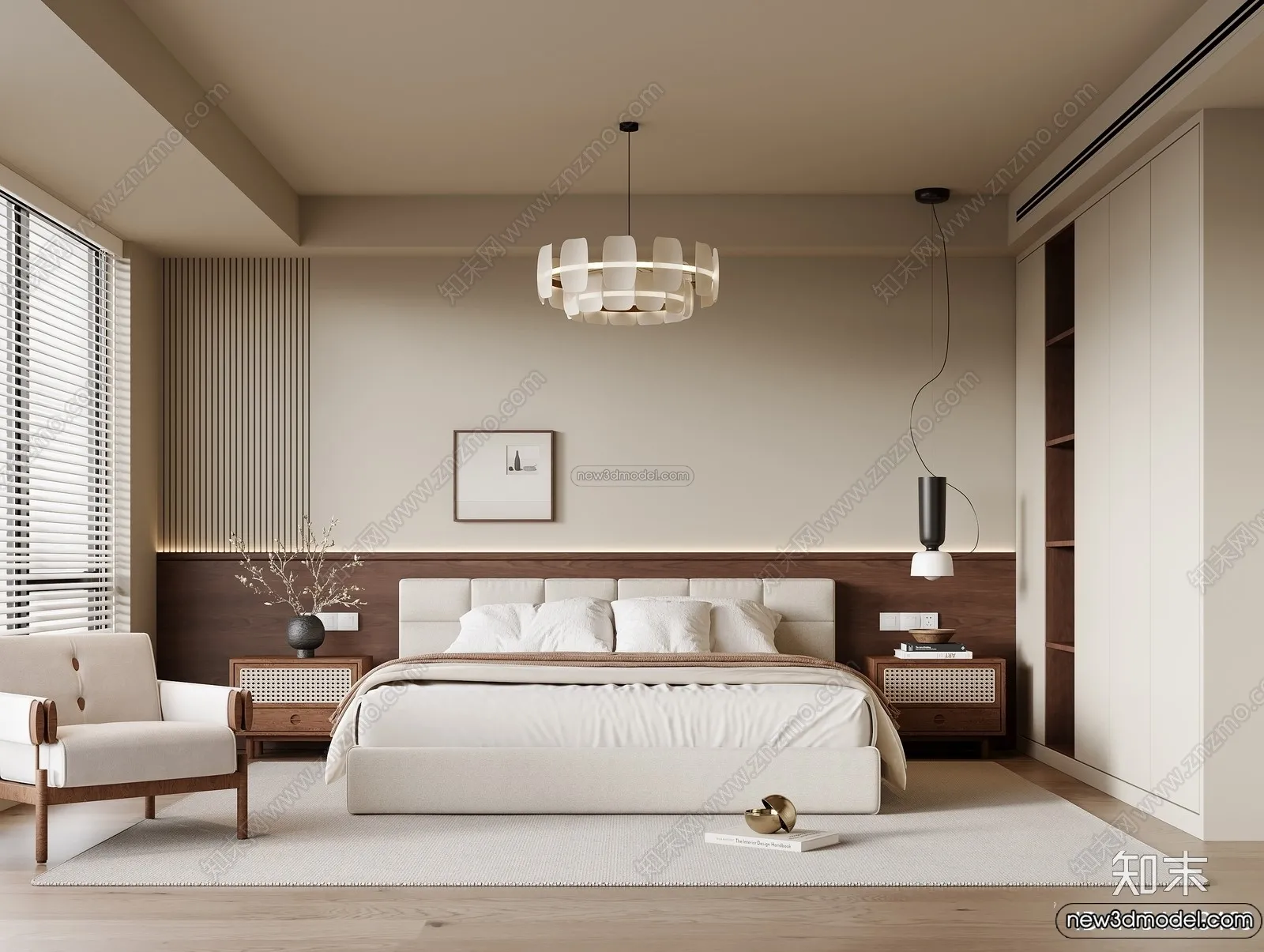 Bedroom 3D Interior Scene Model - Wabi Sabi Style - 074