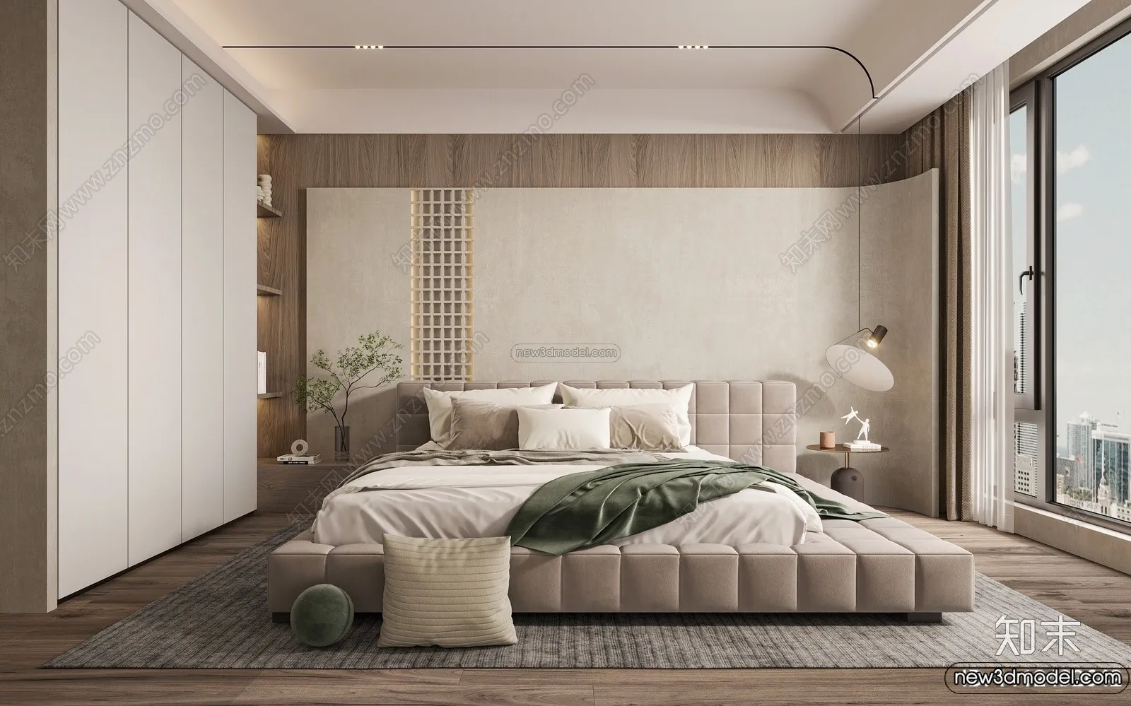 Bedroom 3D Interior Scene Model - Wabi Sabi Style - 078