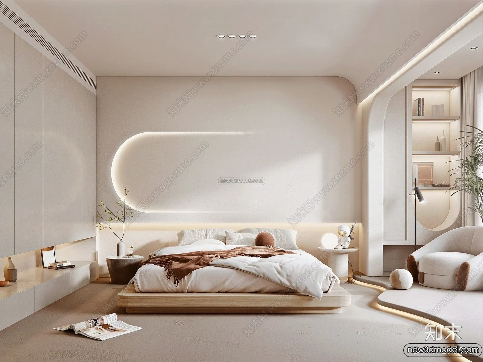 Bedroom 3D Interior Scene Model - Wabi Sabi Style - 080