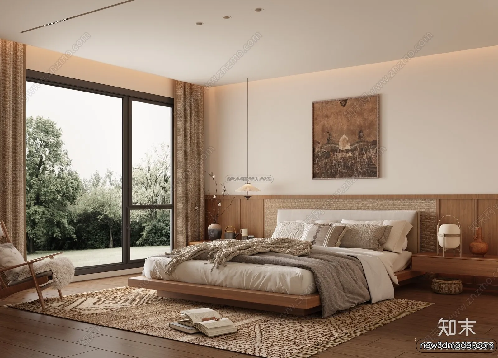 Bedroom 3D Interior Scene Model - Wabi Sabi Style - 084