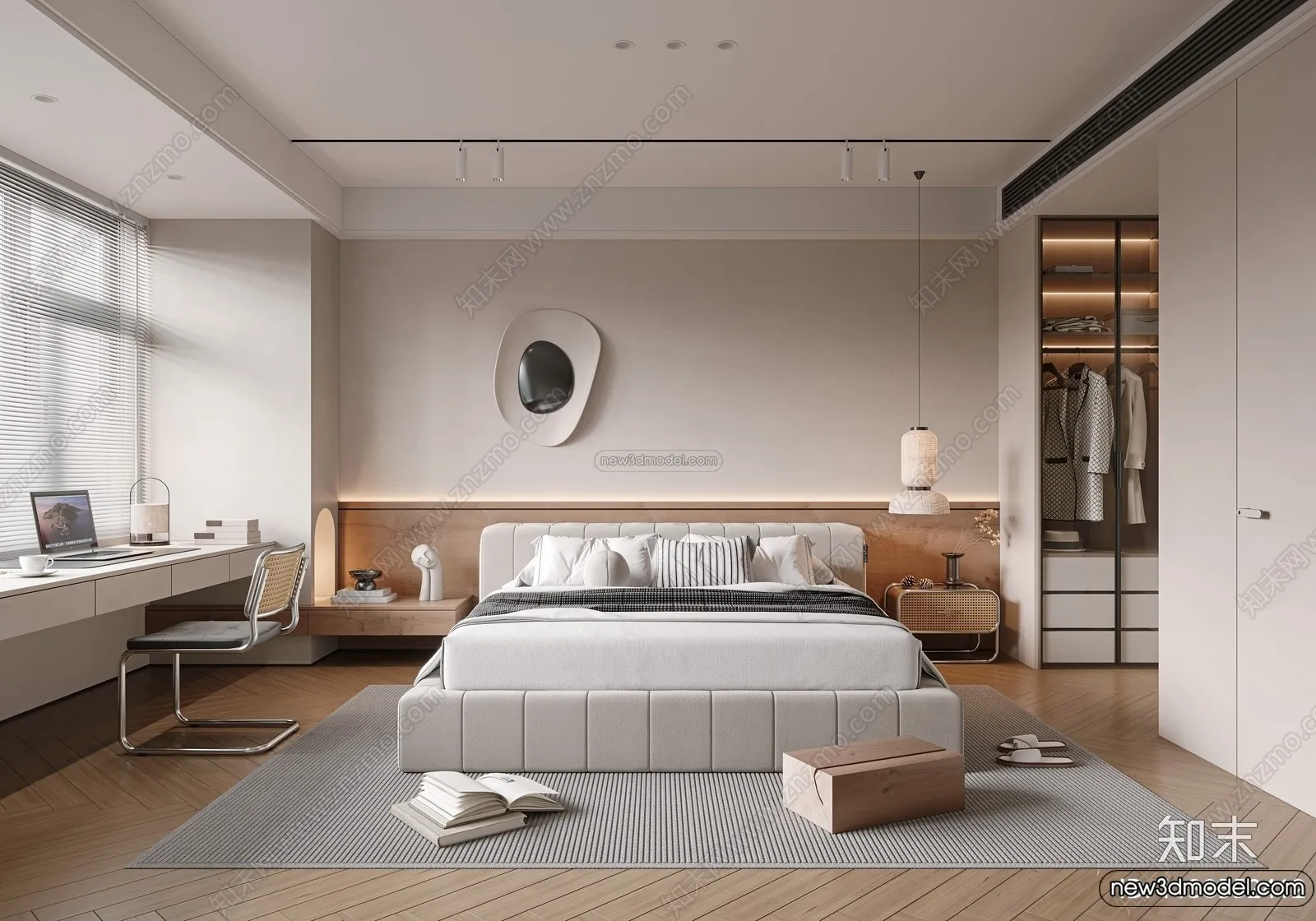 Bedroom 3D Interior Scene Model - Wabi Sabi Style - 085