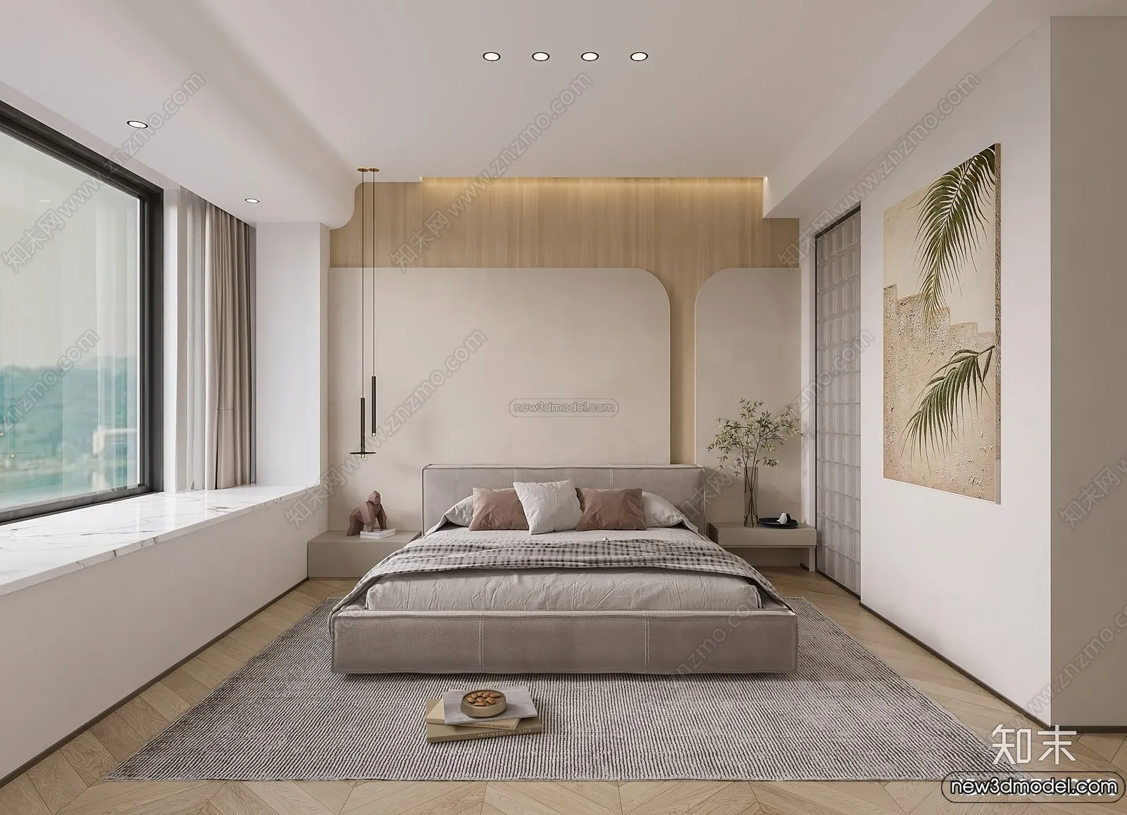 Bedroom 3D Interior Scene Model - Wabi Sabi Style - 087