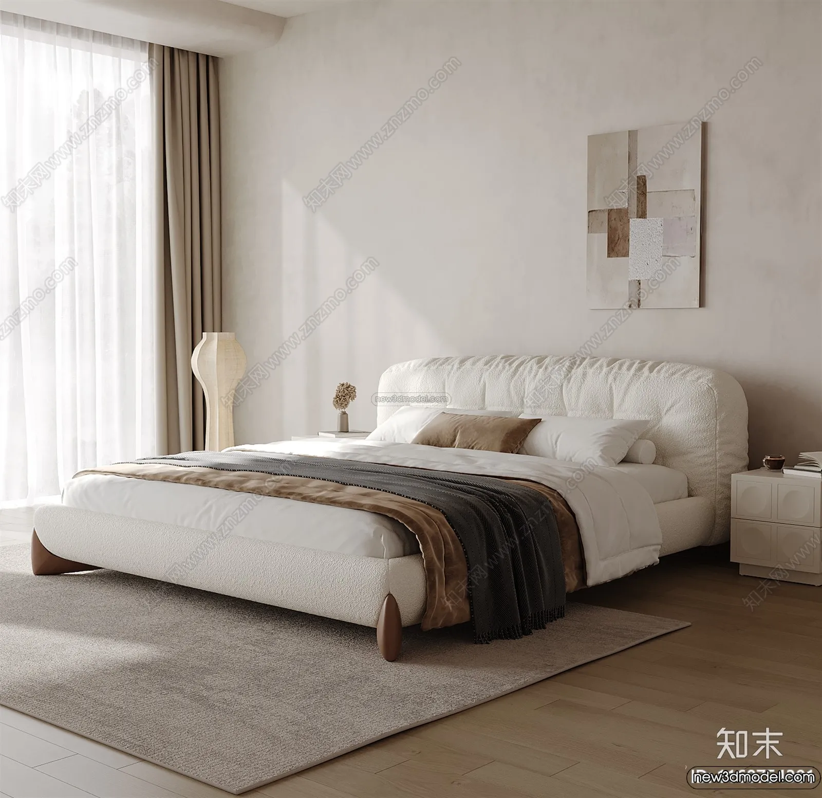 Bedroom 3D Interior Scene Model - Wabi Sabi Style - 092