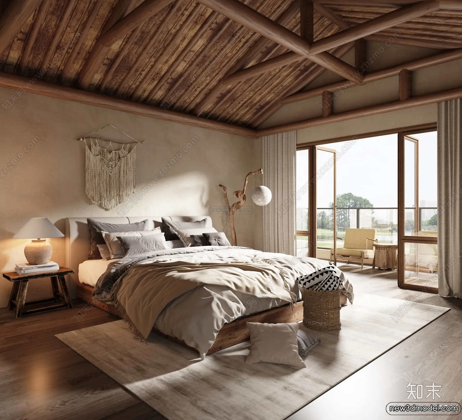 Bedroom 3D Interior Scene Model - Wabi Sabi Style - 094