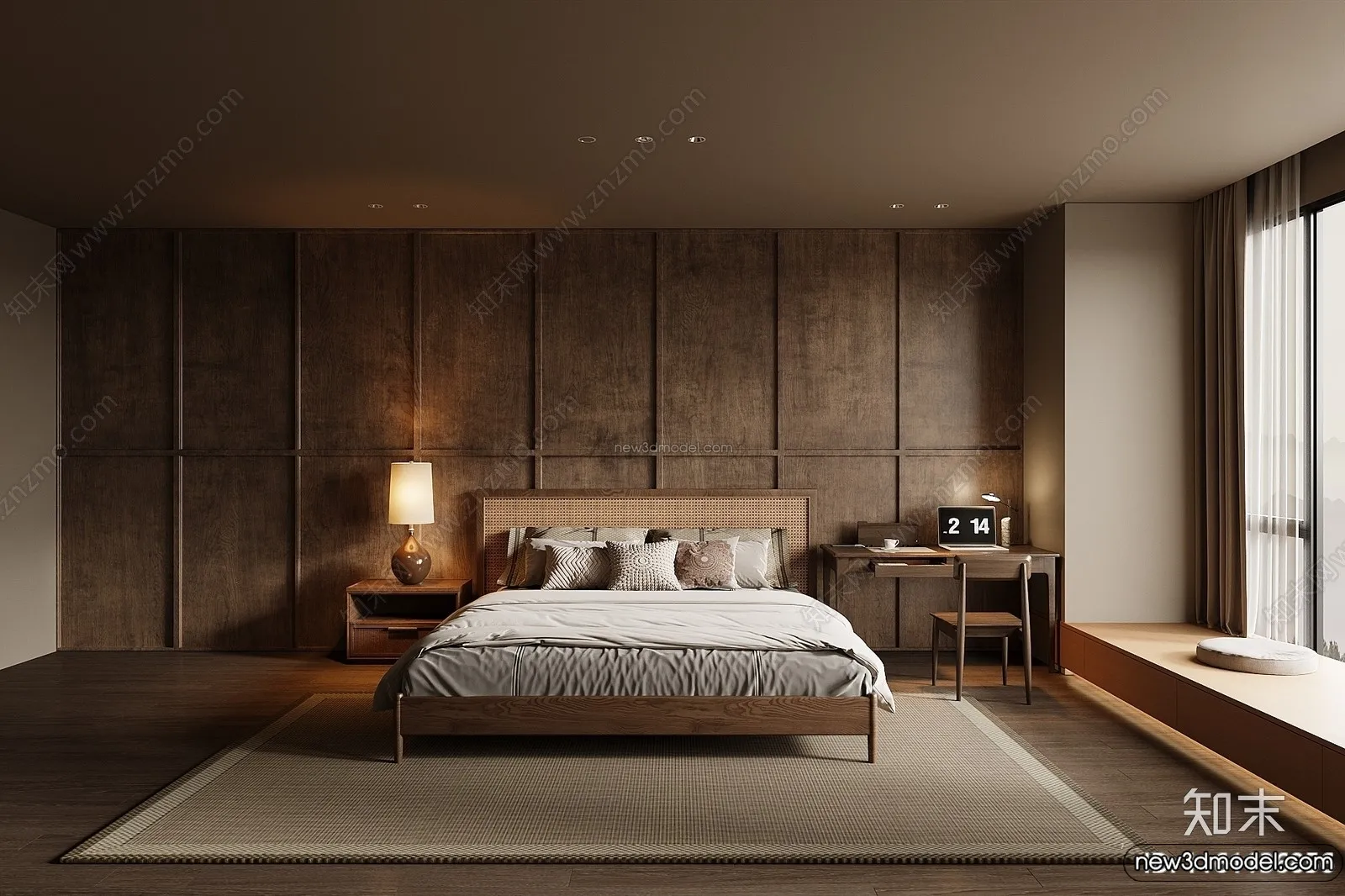 Bedroom 3D Interior Scene Model - Wabi Sabi Style - 098