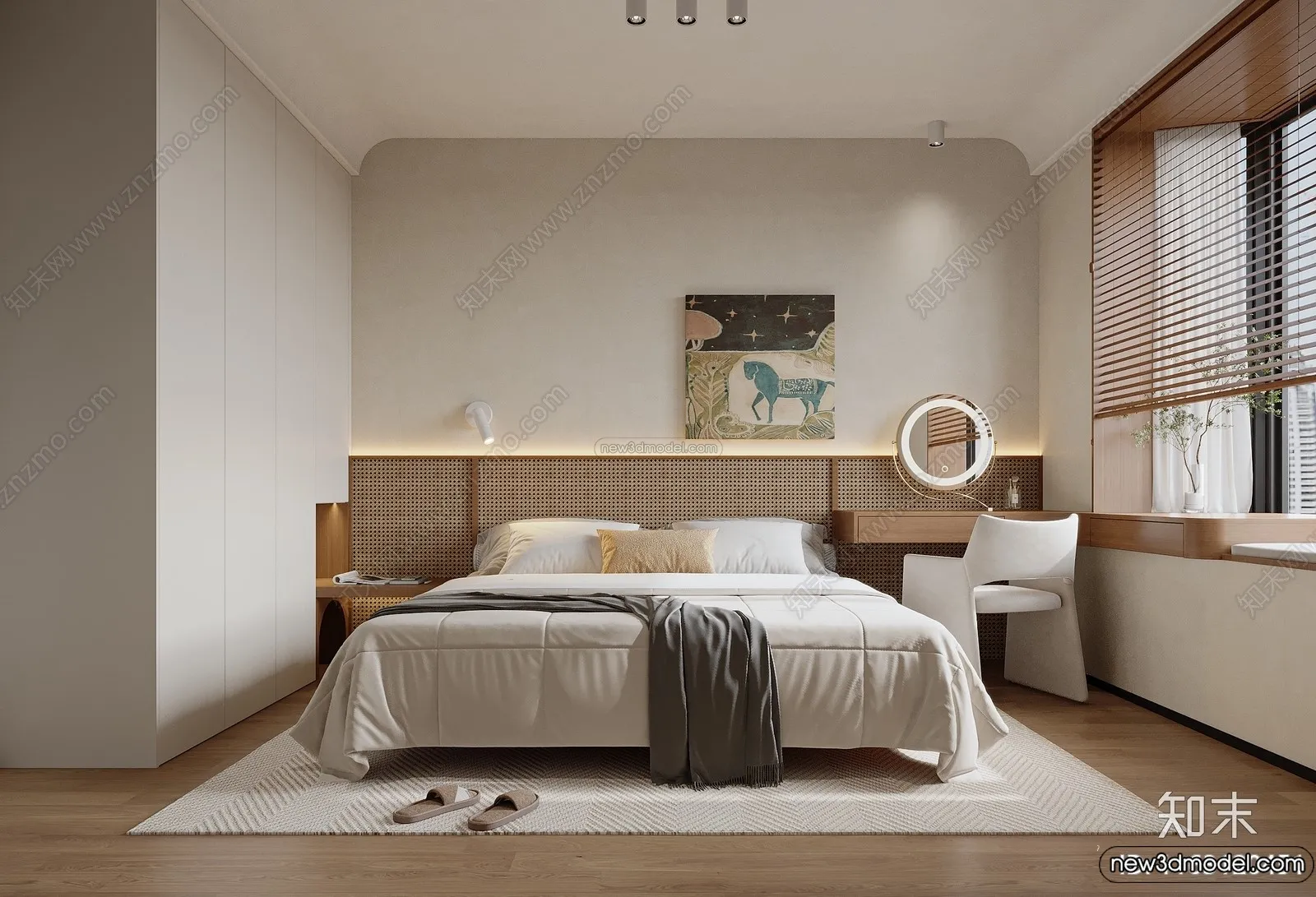 Bedroom 3D Interior Scene Model - Wabi Sabi Style - 102