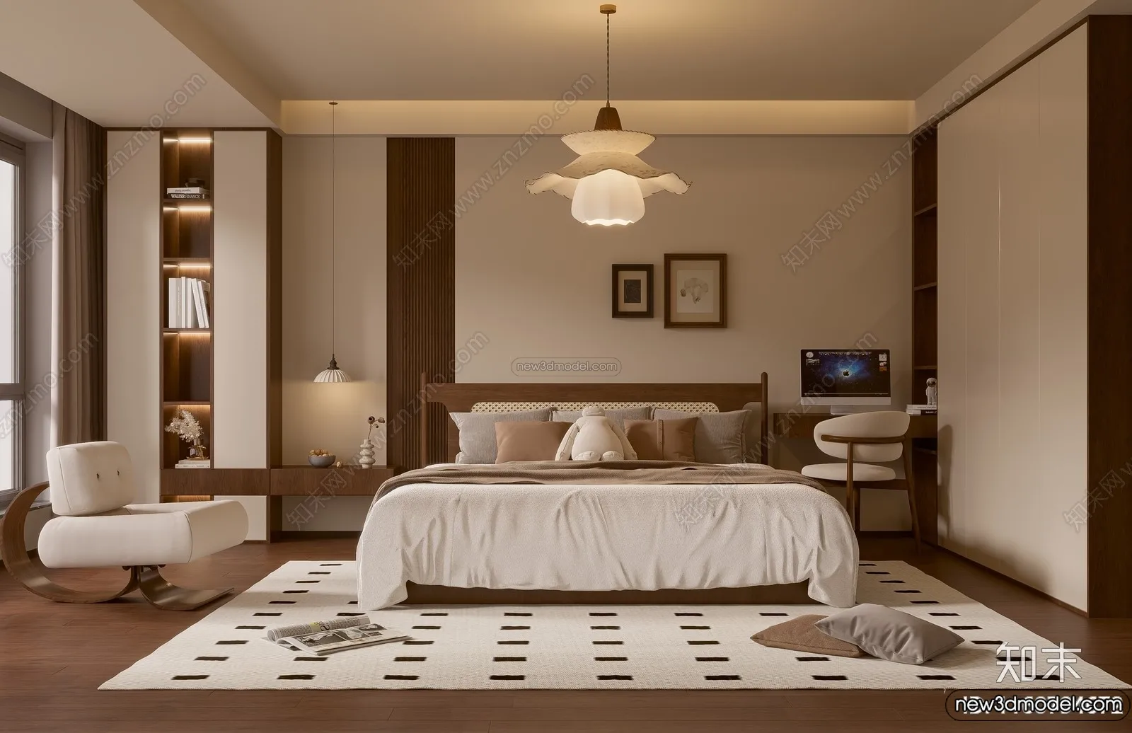 Bedroom 3D Interior Scene Model - Wabi Sabi Style - 104